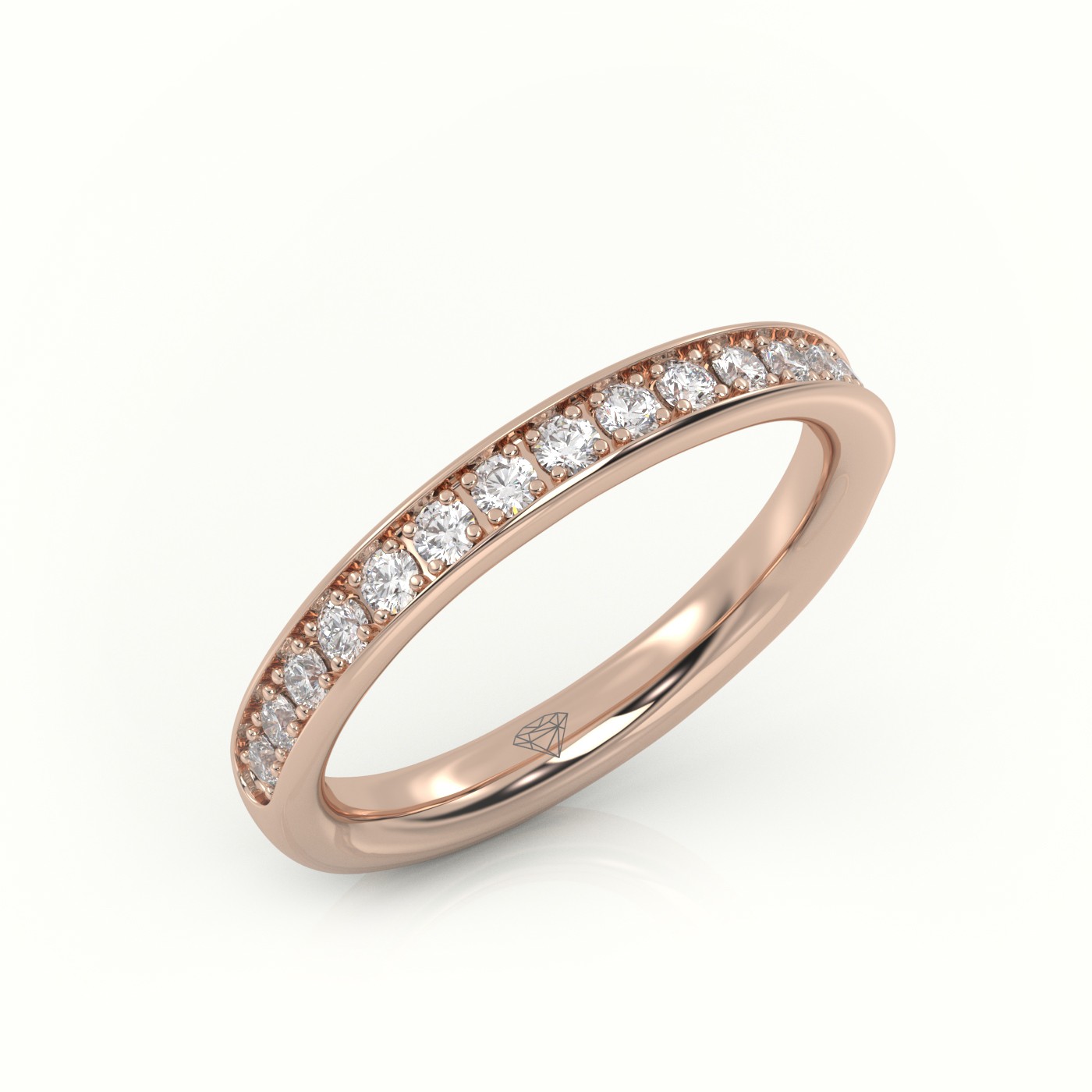 18k rose gold  round-cut diamonds channel setting eternity wedding band Photos & images