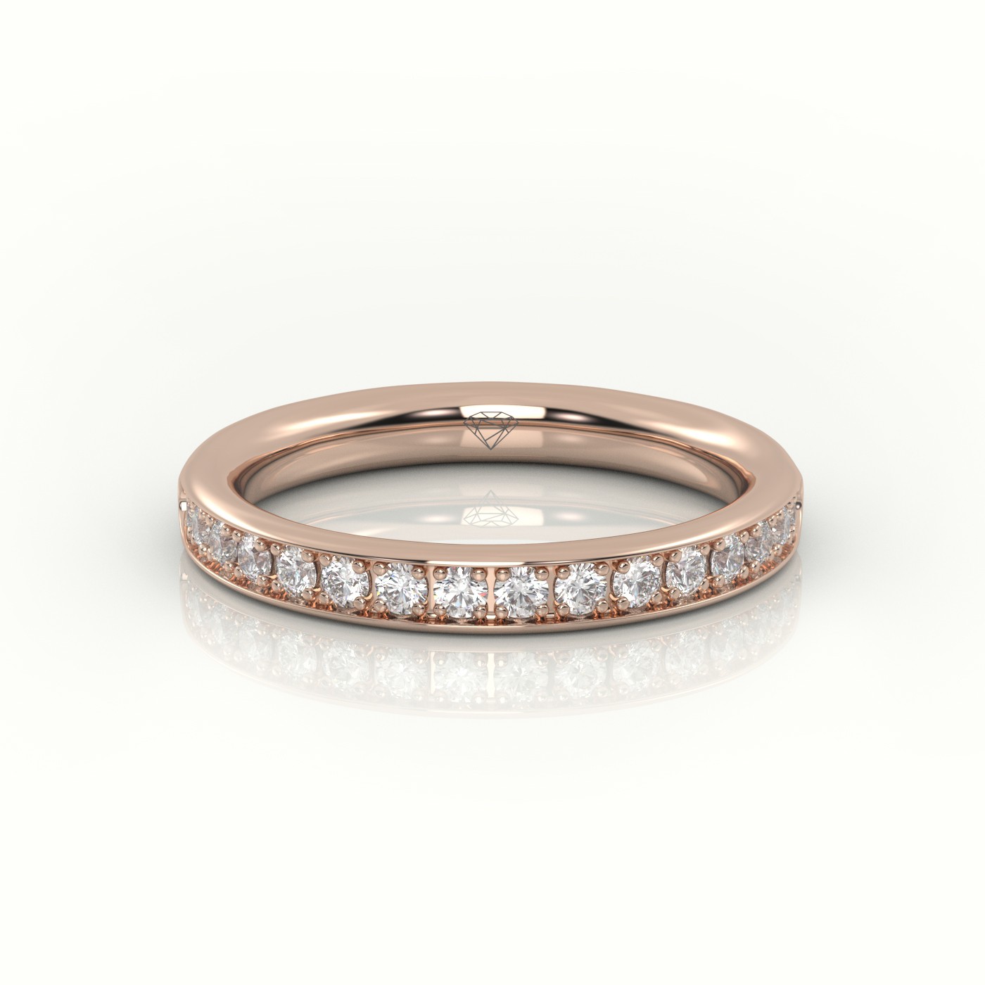 18k rose gold  round-cut diamonds channel setting eternity wedding band