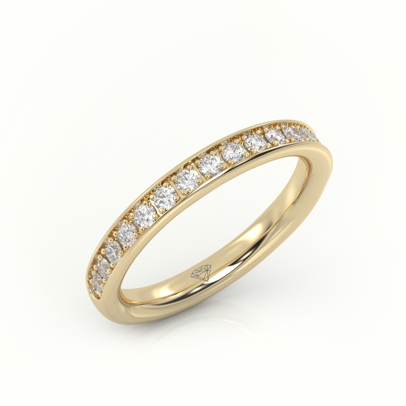 18k yellow gold  round-cut diamonds channel setting eternity wedding band Photos & images