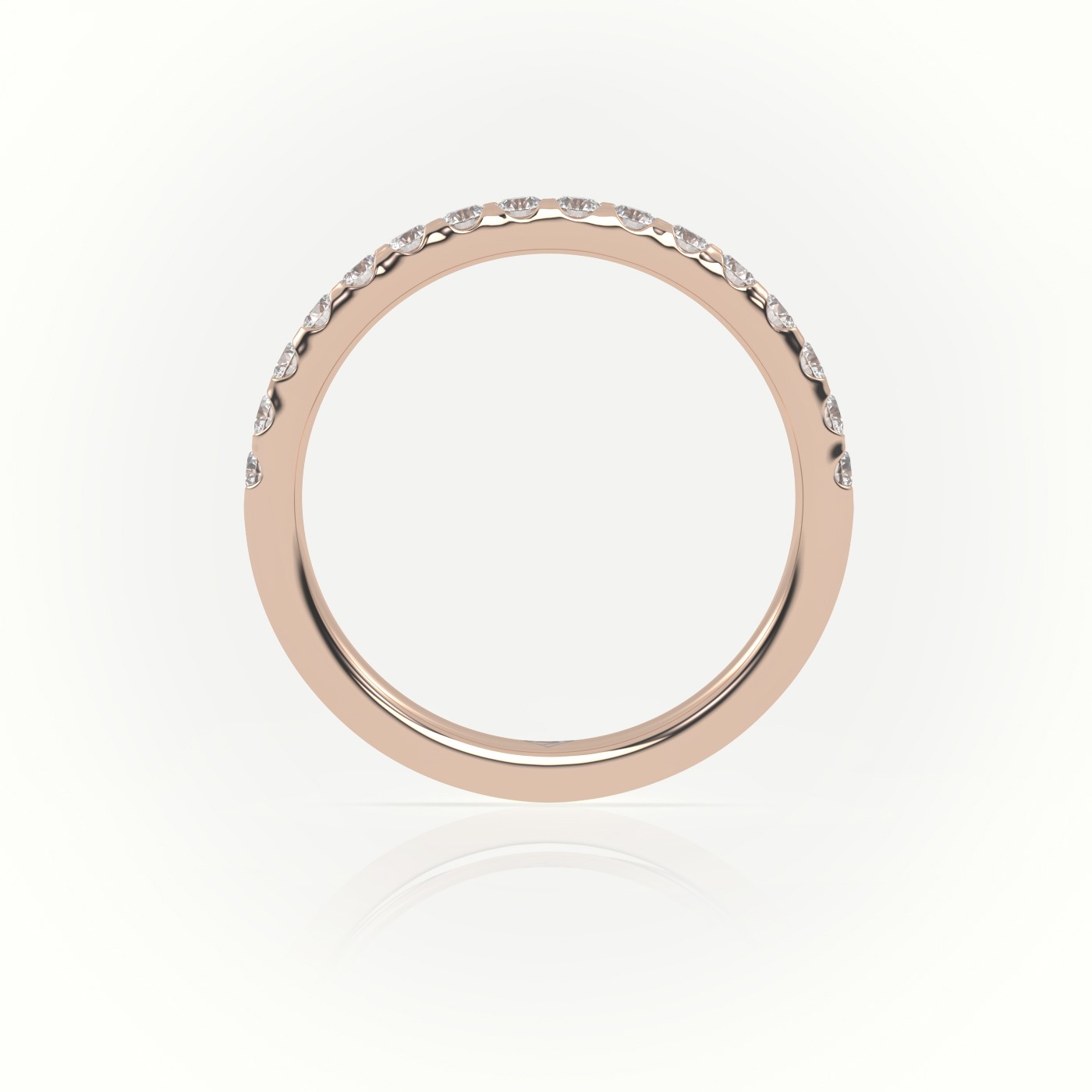 18k rose gold  round cut diamonds scallop setting eternity wedding band Photos & images