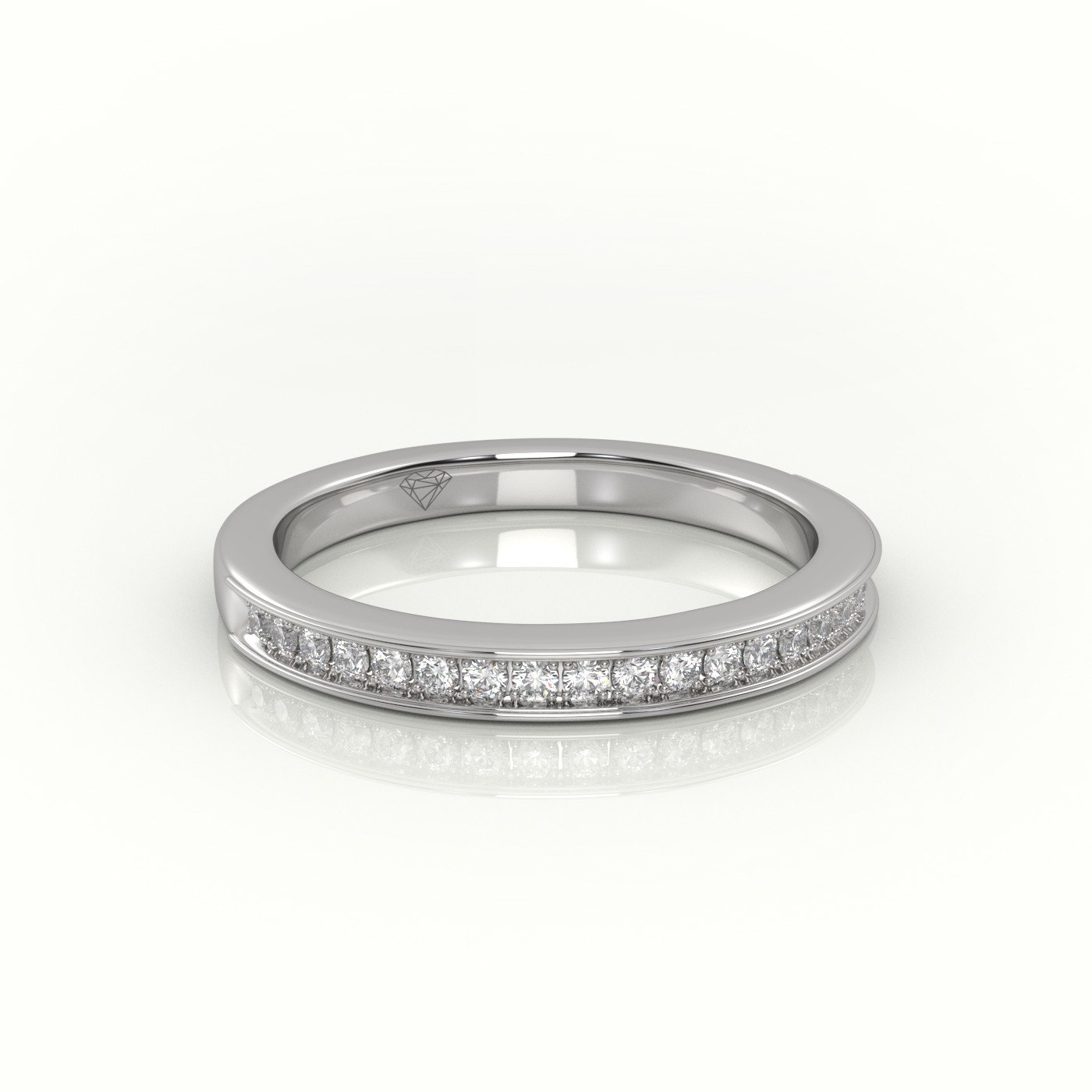18k white gold  round cut diamonds channel setting eternity wedding band Photos & images