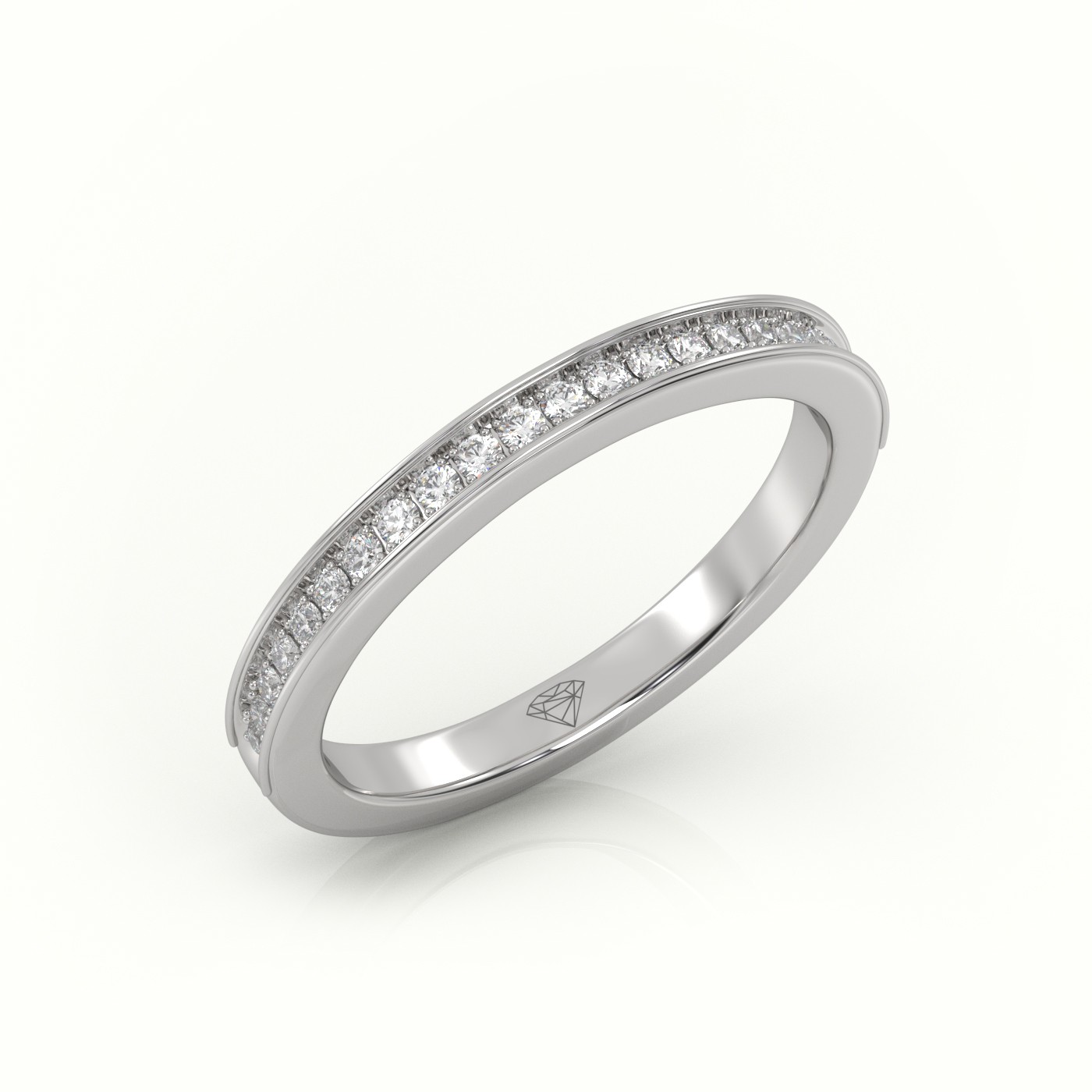 18k white gold  round cut diamonds channel setting eternity wedding band Photos & images