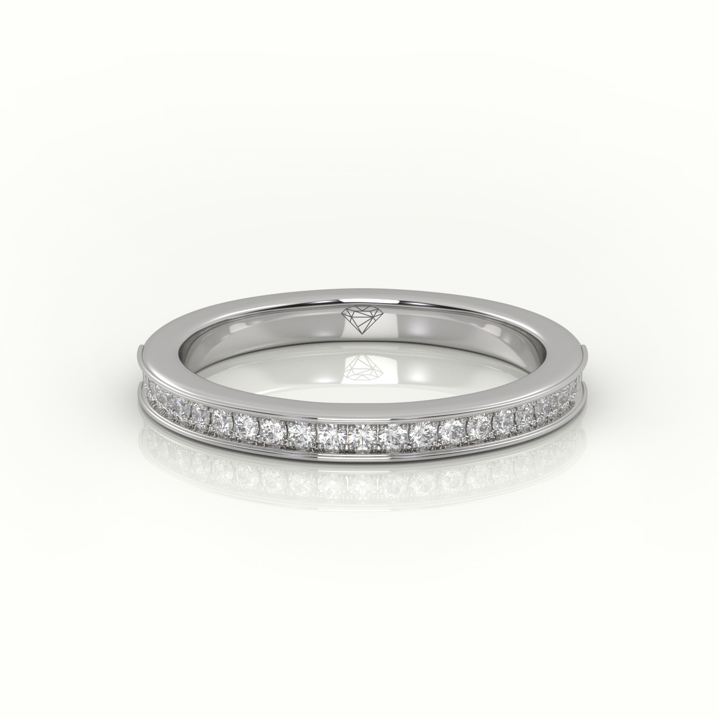 18k white gold  round cut diamonds channel setting eternity wedding band