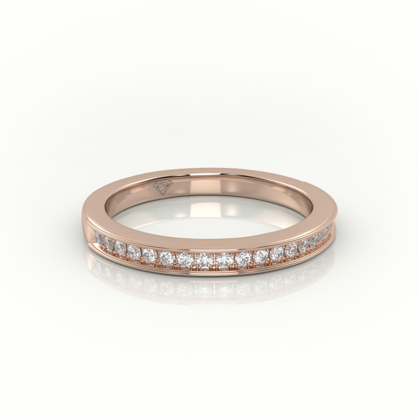 18k rose gold  round cut diamonds channel setting eternity wedding band Photos & images