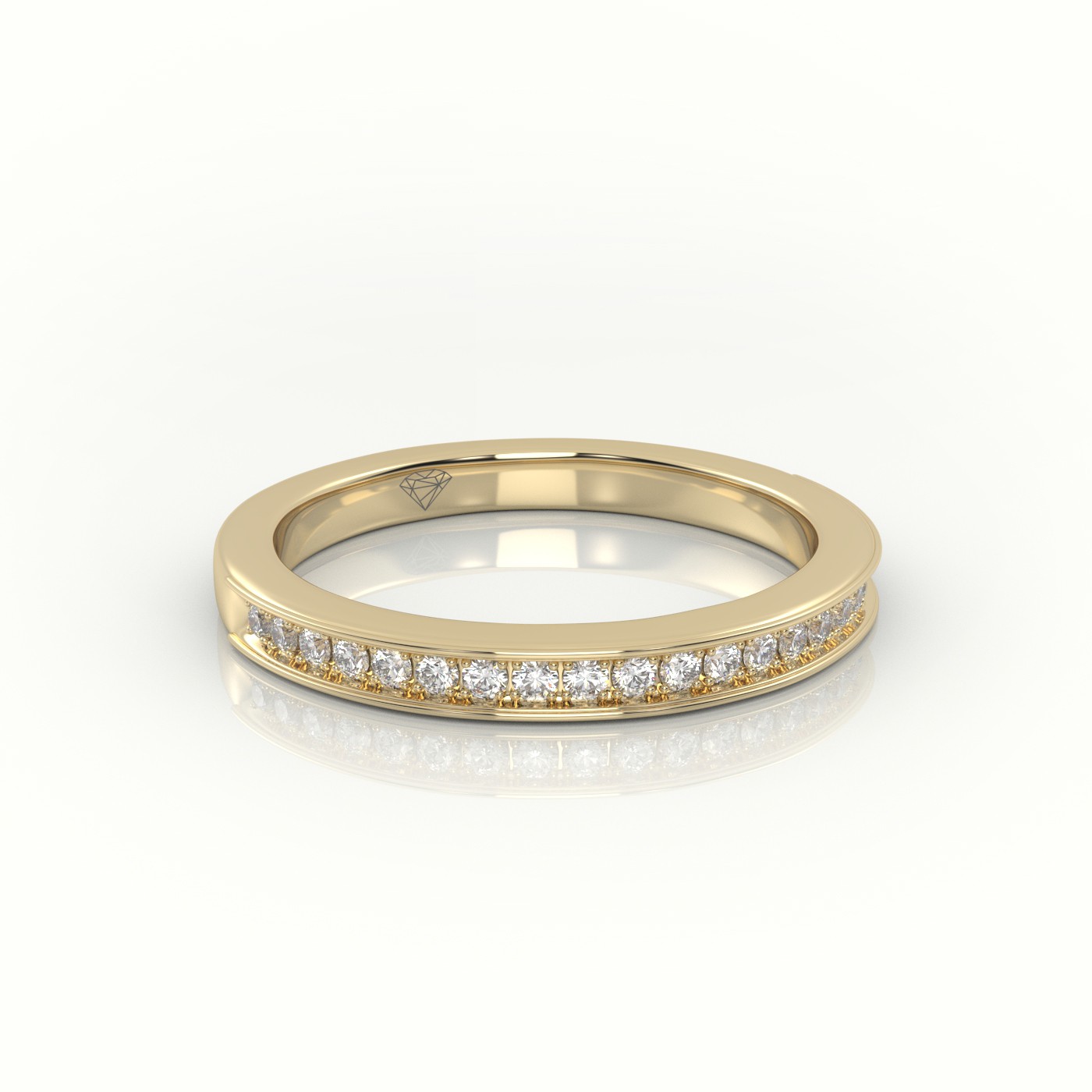 18k yellow gold  round cut diamonds channel setting eternity wedding band Photos & images