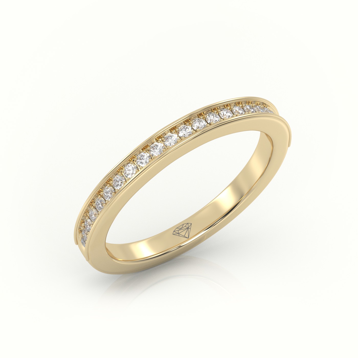 18k yellow gold  round cut diamonds channel setting eternity wedding band Photos & images