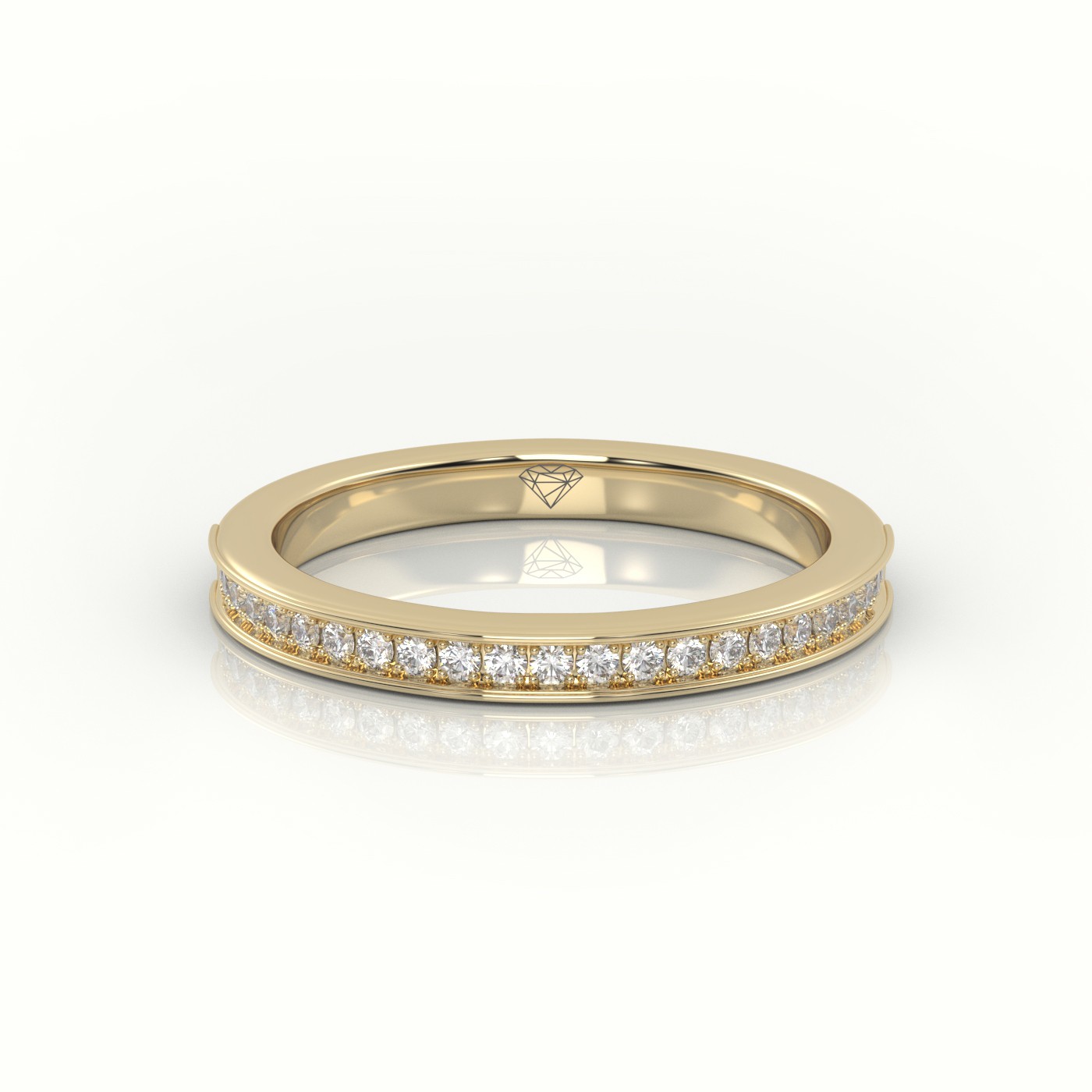 18k yellow gold  round cut diamonds channel setting eternity wedding band