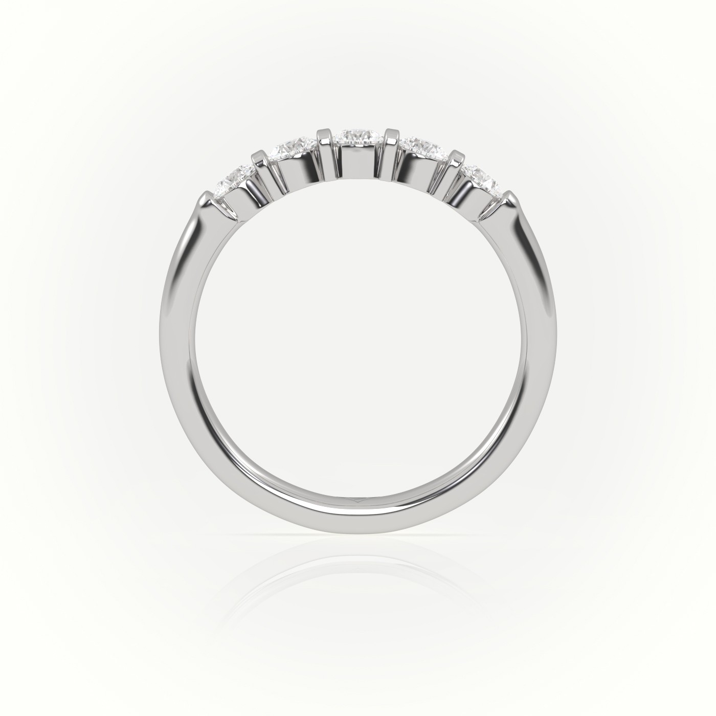 18k white gold  round cut diamonds bar setting half eternity wedding band Photos & images