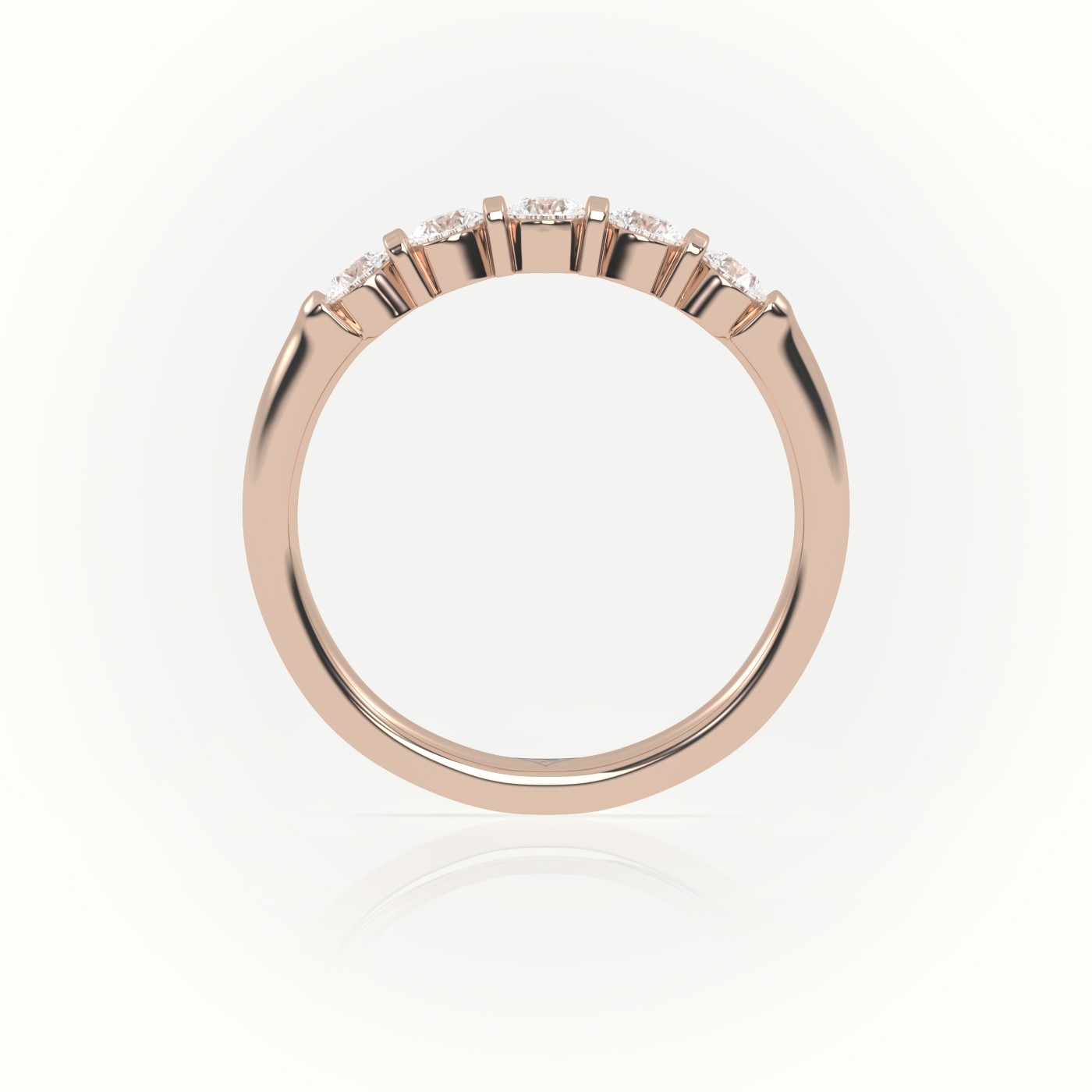 18k rose gold  round cut diamonds bar setting half eternity wedding band Photos & images