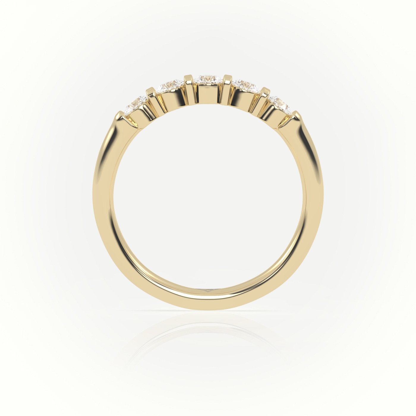 18k yellow gold  round cut diamonds bar setting half eternity wedding band Photos & images