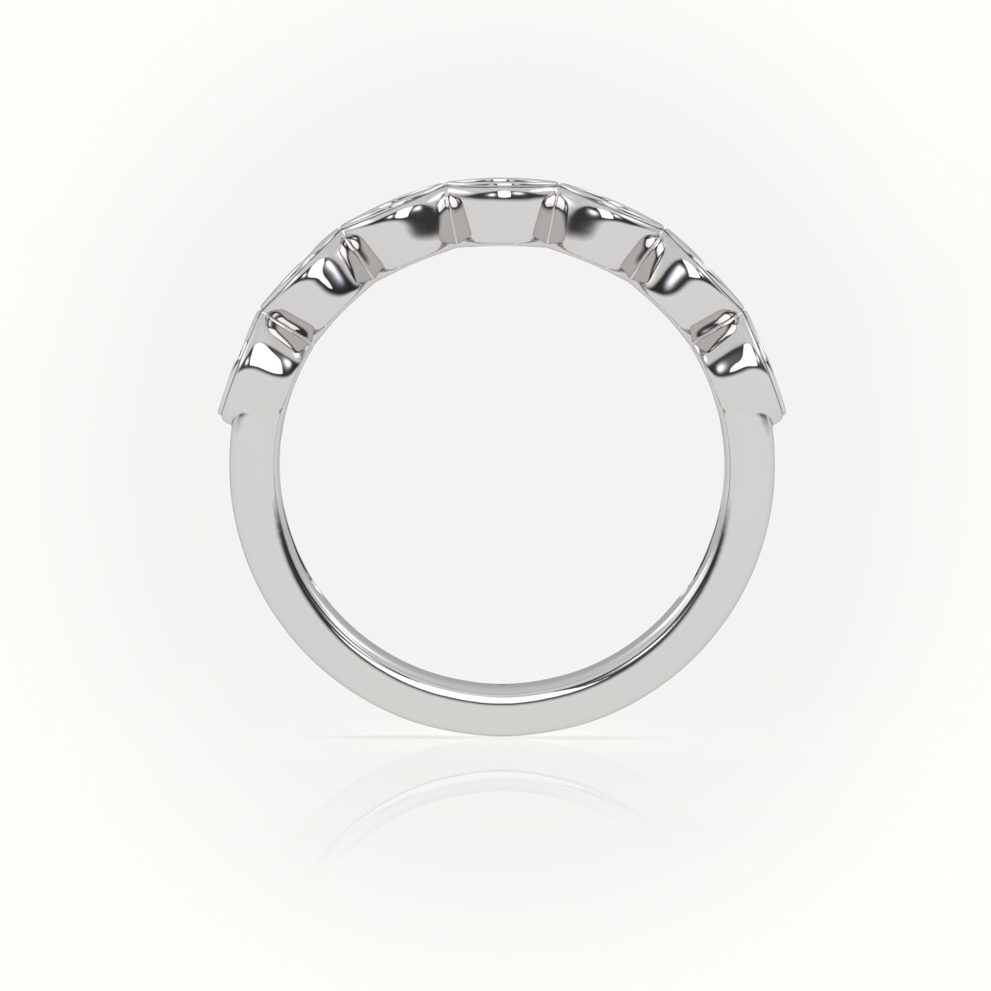 18k white gold  round diamond infinity style designer half eternity wedding band Photos & images