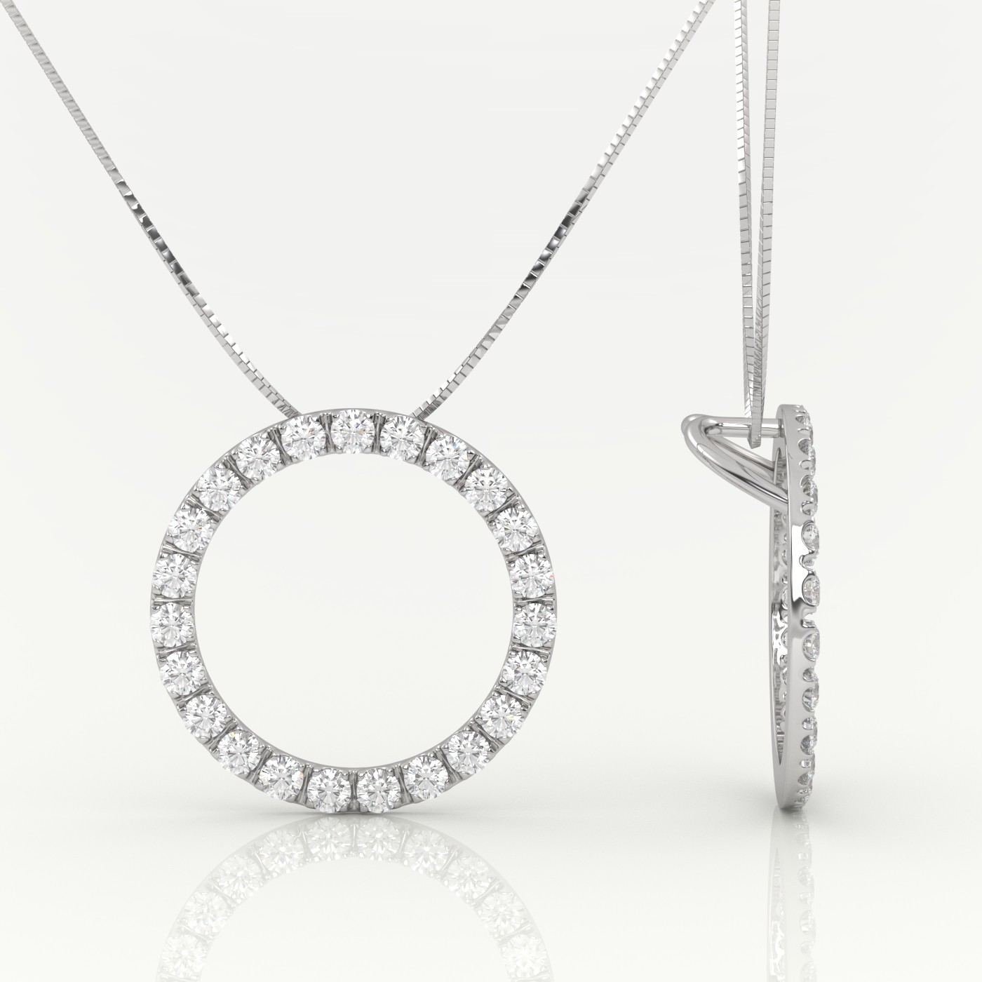 18k white gold  circle of life pendant 1,20 carat round diamond shared prongs Photos & images