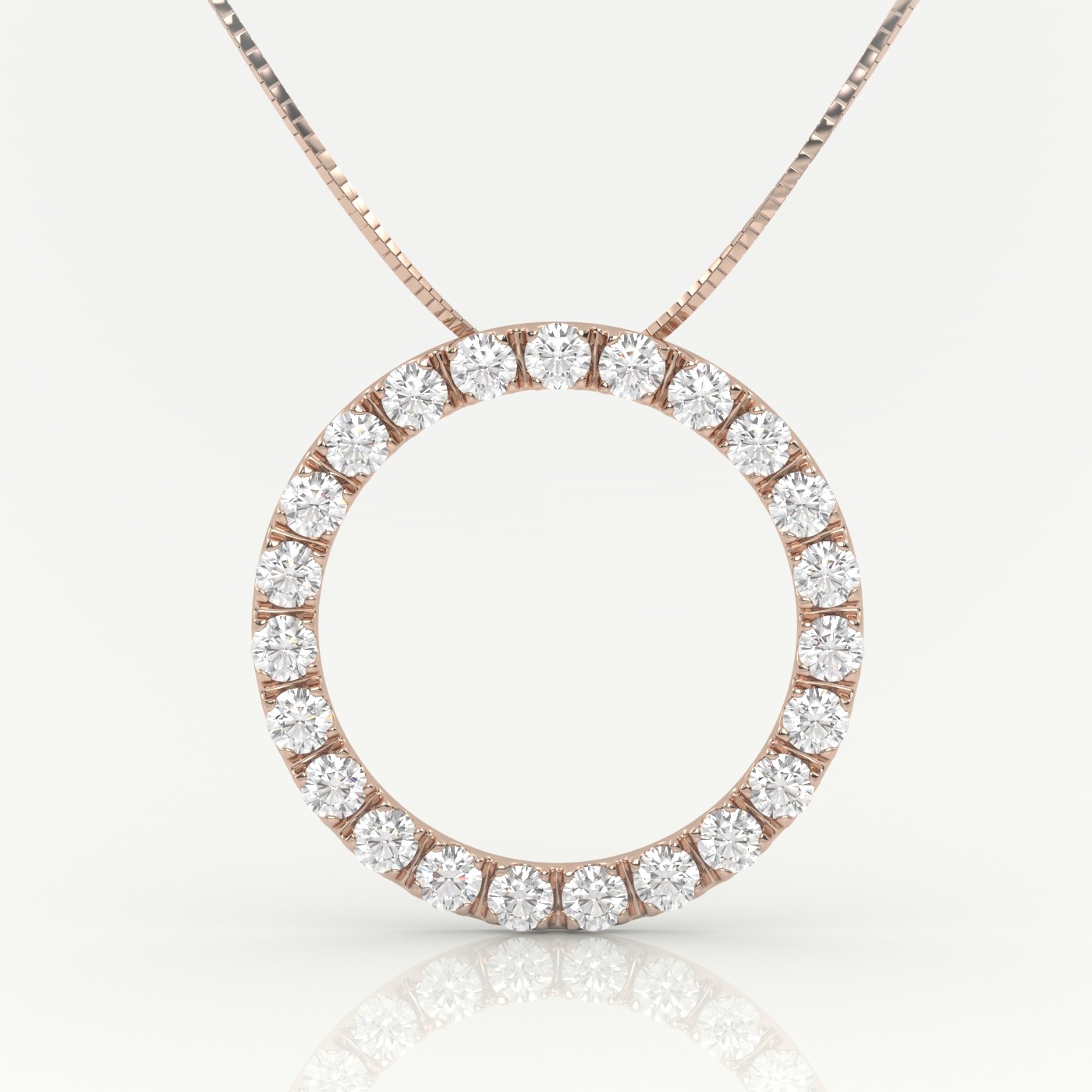 18k rose gold  circle of life pendant 1,20 carat round diamond shared prongs