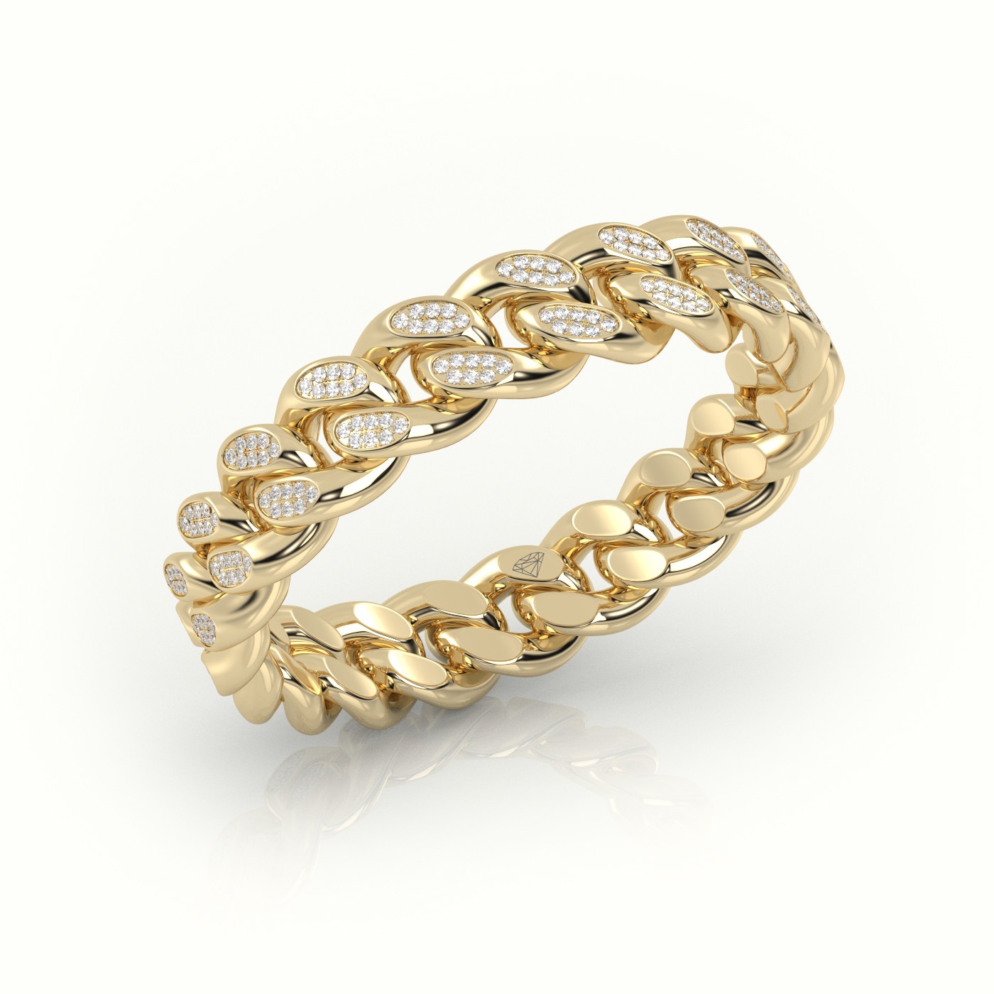 18k yellow gold  cuban diamonds ring 5mm Photos & images