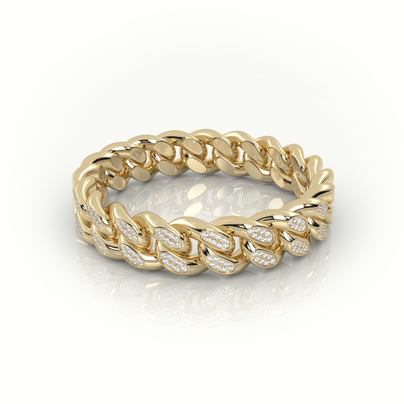 18k yellow gold  cuban diamonds ring 5mm Photos & images