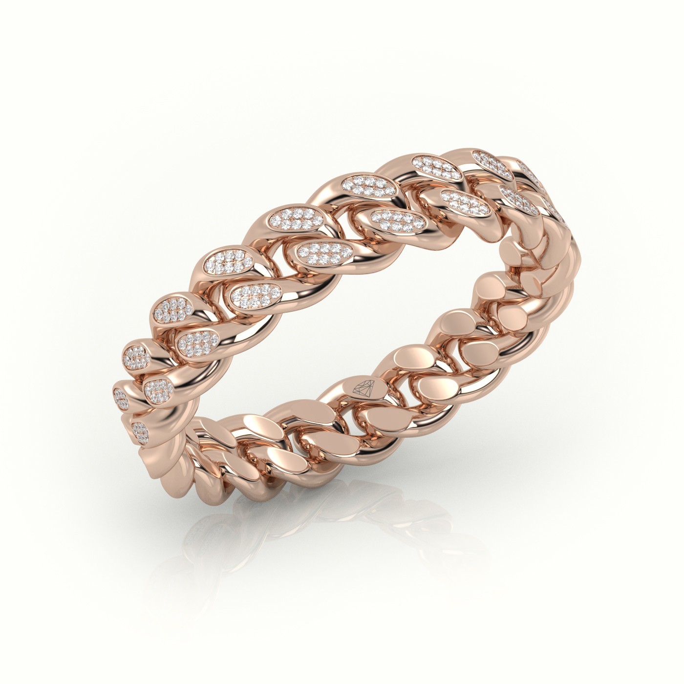 18k rose gold  cuban diamonds ring 5mm Photos & images