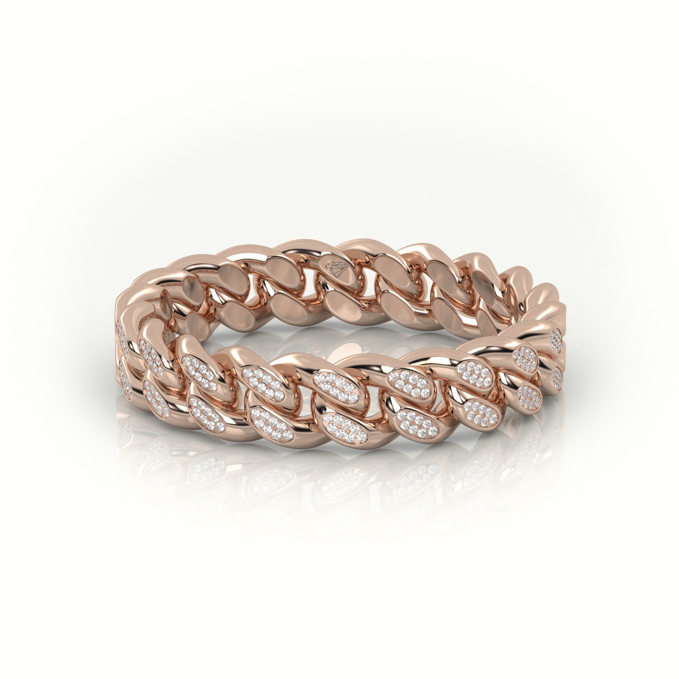 18k rose gold cuban diamonds ring 5mm