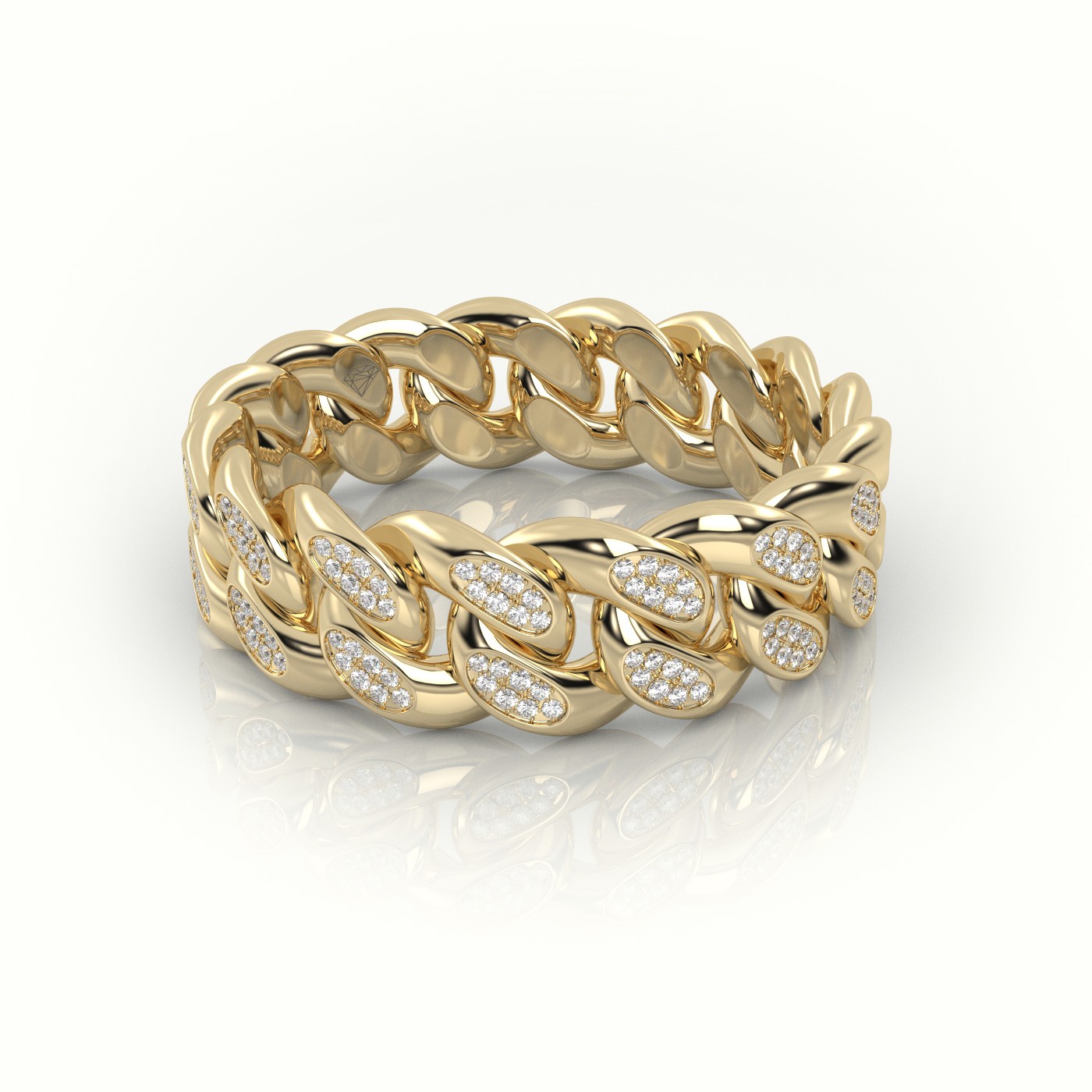 18k yellow gold  cuban diamonds ring 7mm Photos & images