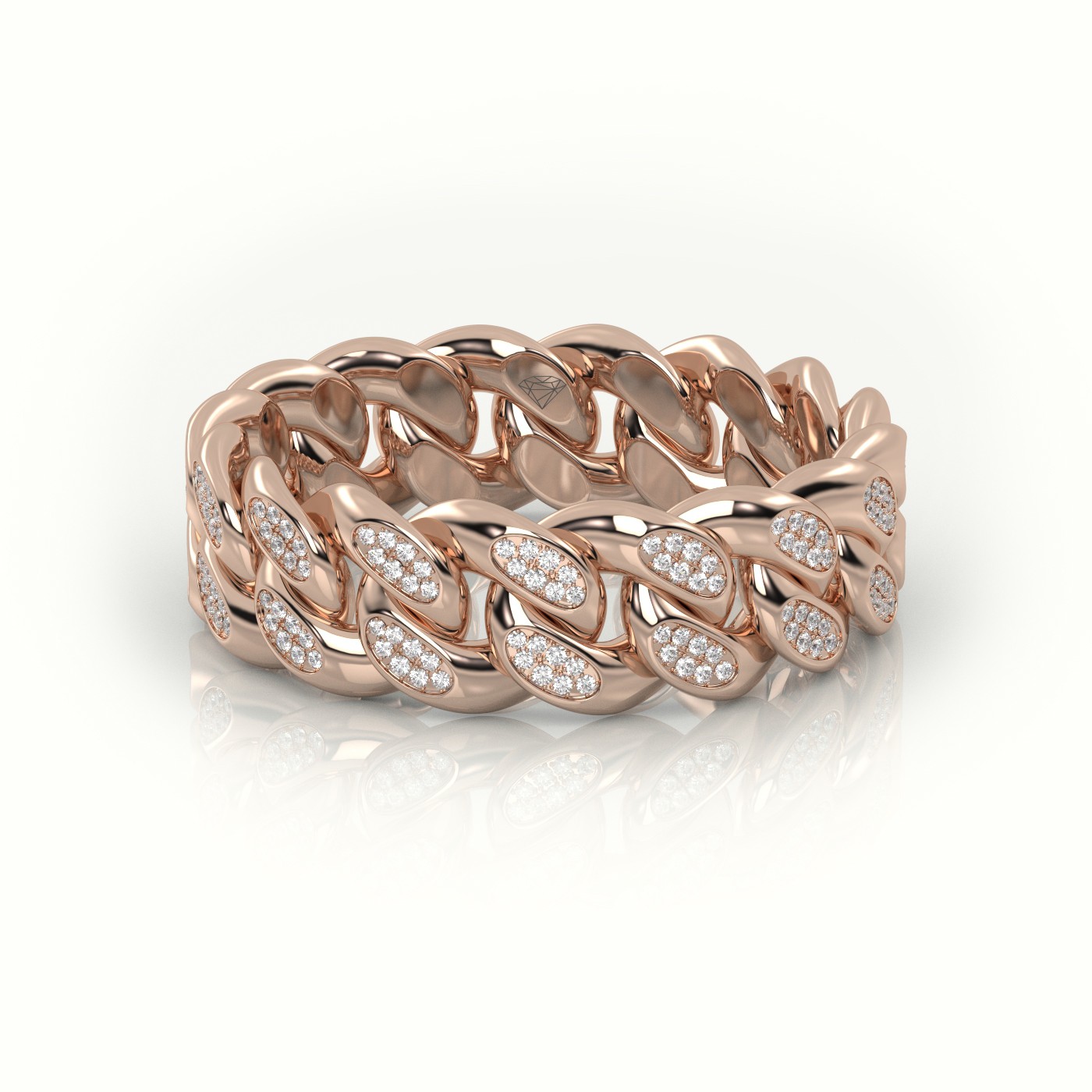 18k rose gold  cuban diamonds ring 7mm