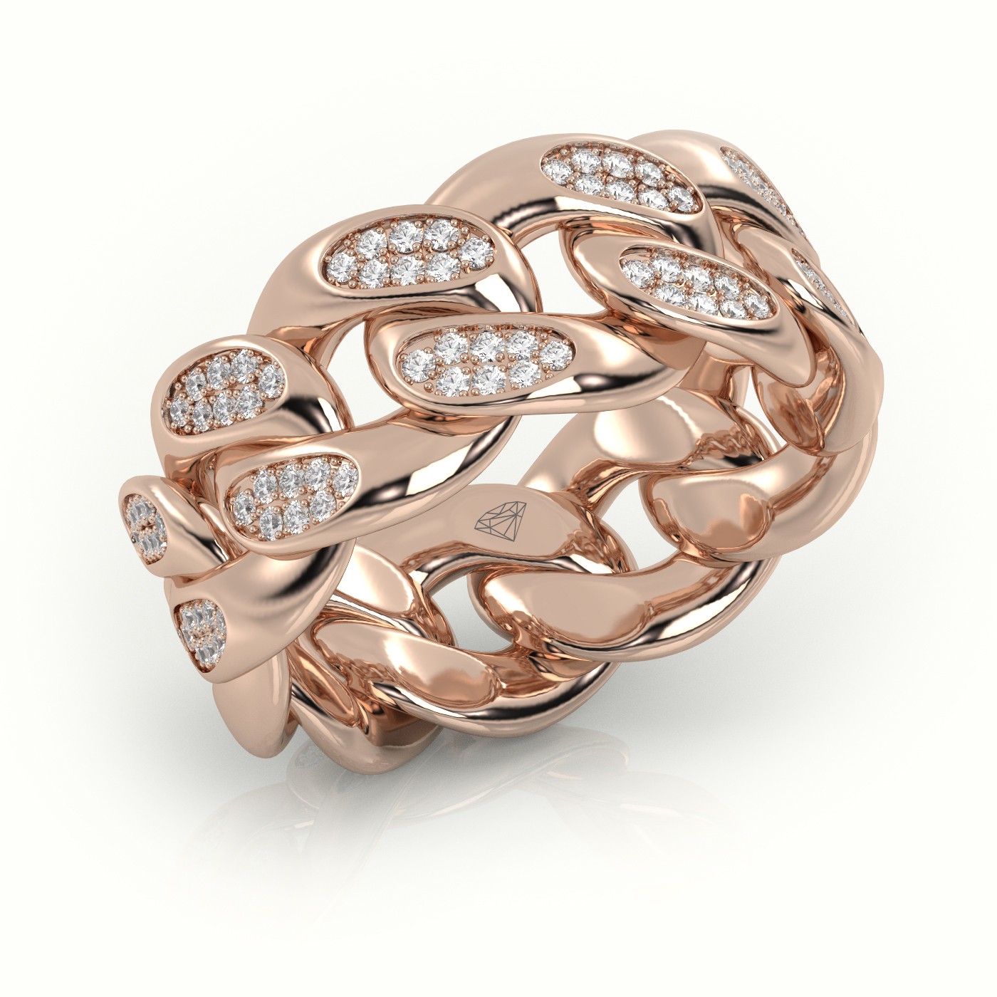 18k rose gold  cuban diamonds ring 10mm Photos & images