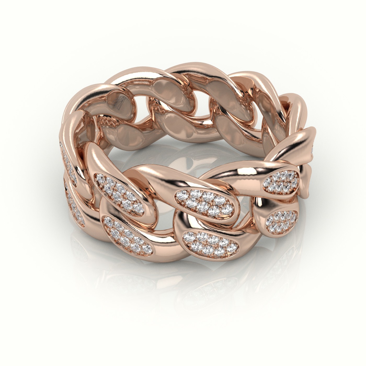 18k rose gold  cuban diamonds ring 10mm Photos & images