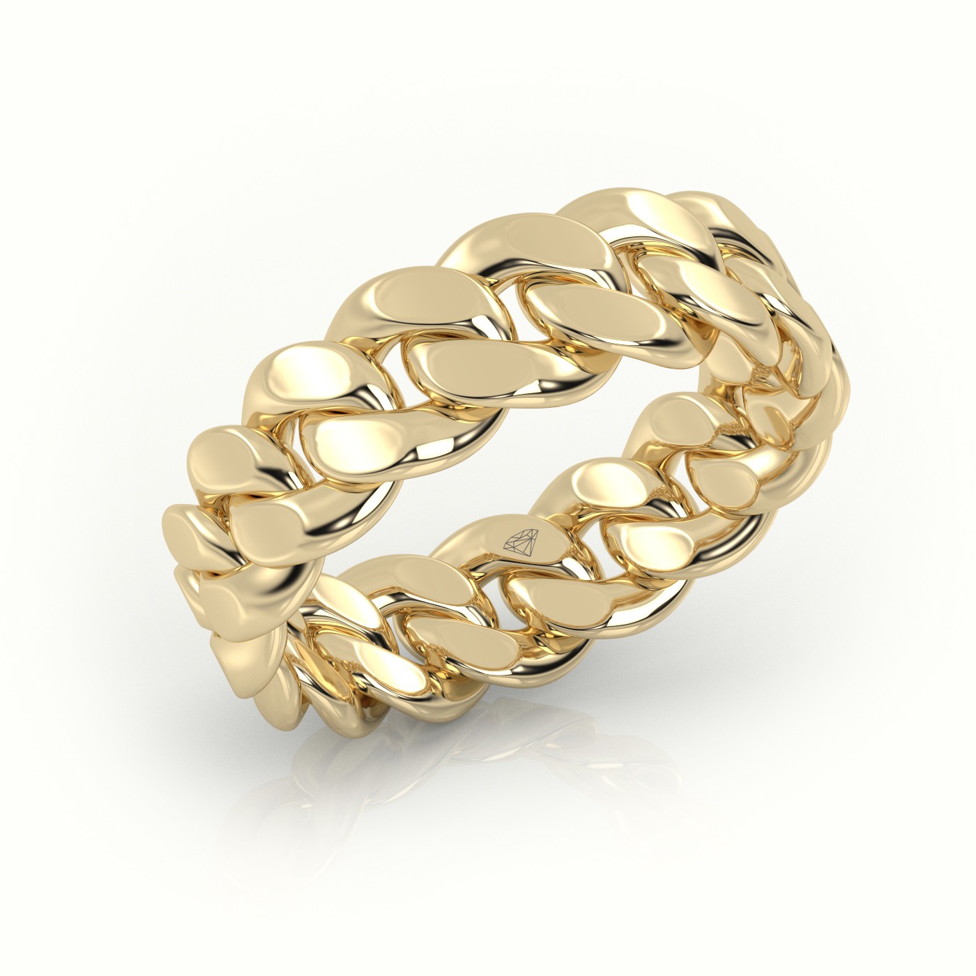 18k yellow gold  cuban plain ring 7mm Photos & images