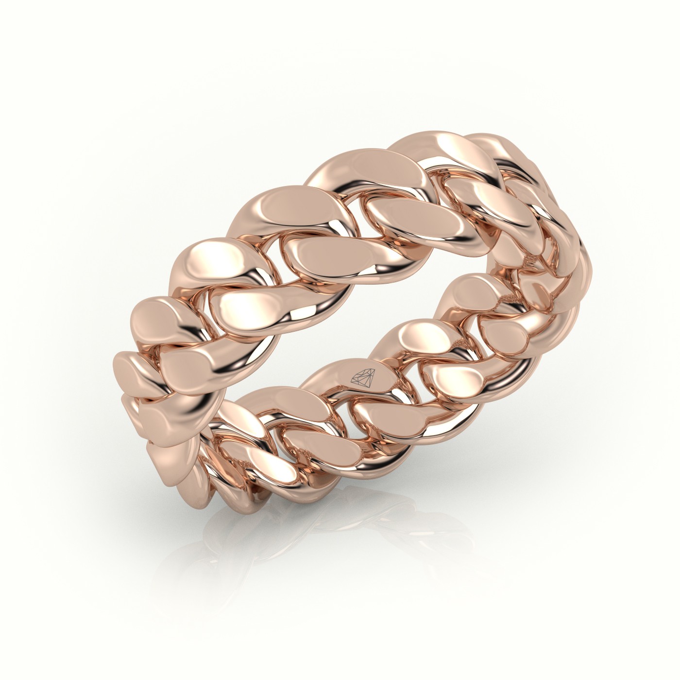 18k rose gold  cuban plain ring 7mm Photos & images