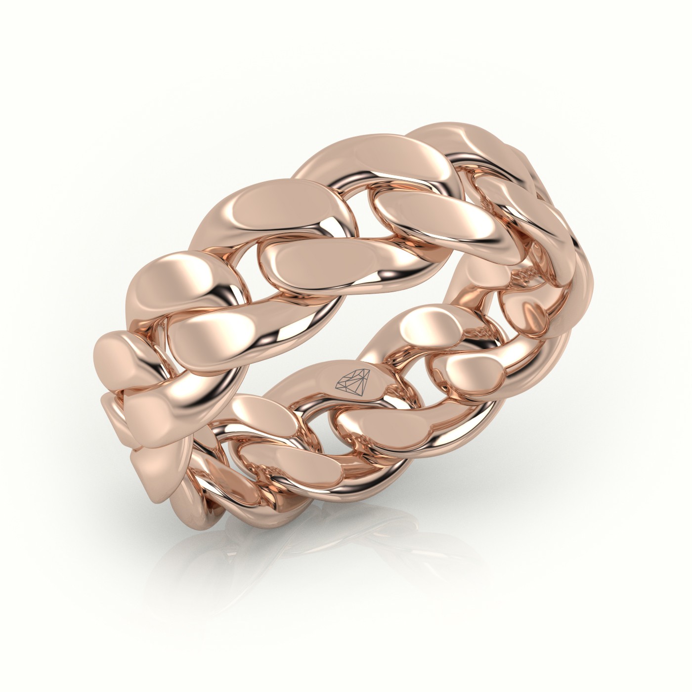 18k rose gold  cuban plain ring 8mm Photos & images