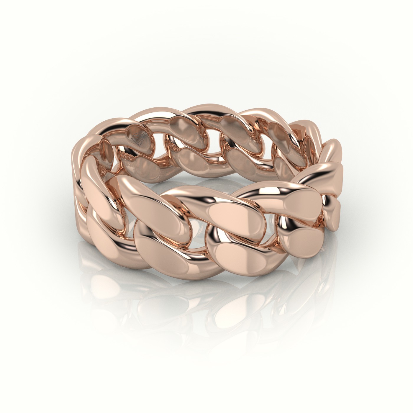 18k rose gold  cuban plain ring 8mm Photos & images