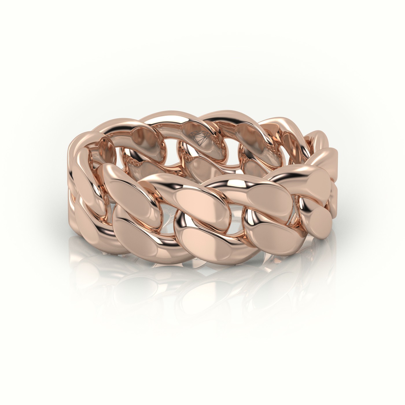 18k rose gold  cuban plain ring 8mm