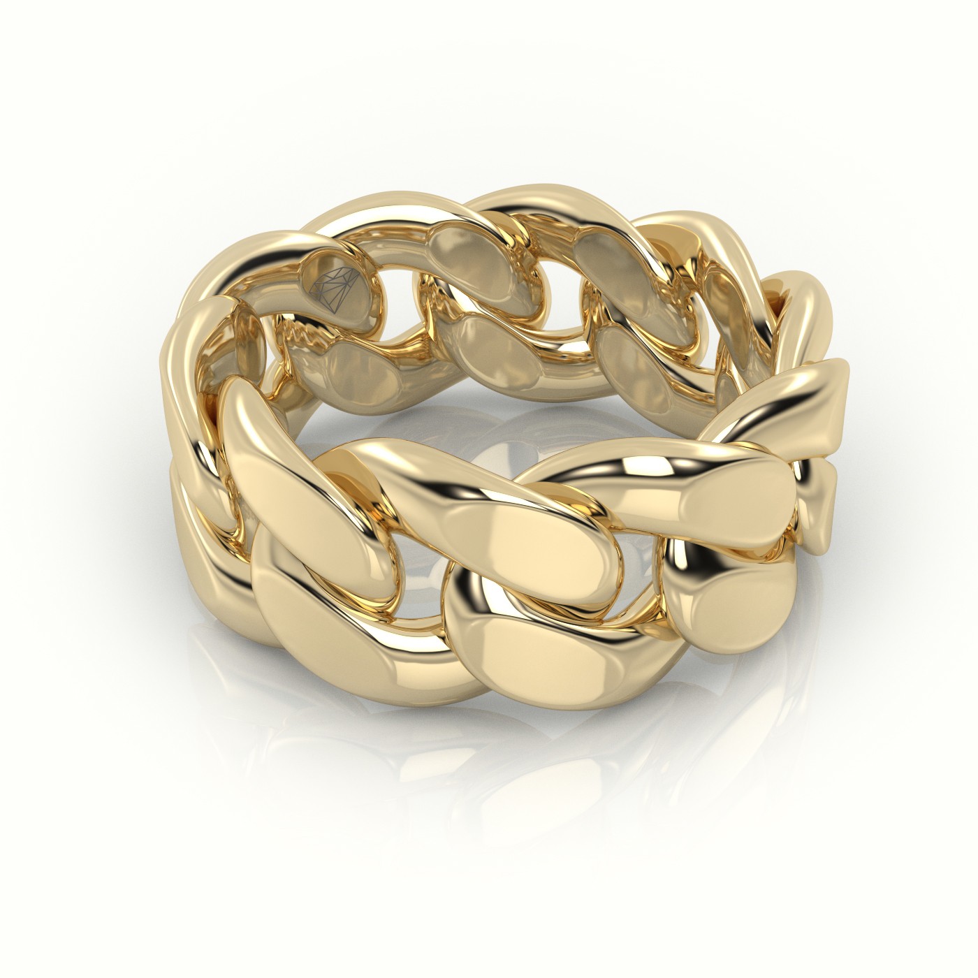 18k yellow gold  cuban plain ring 10mm Photos & images