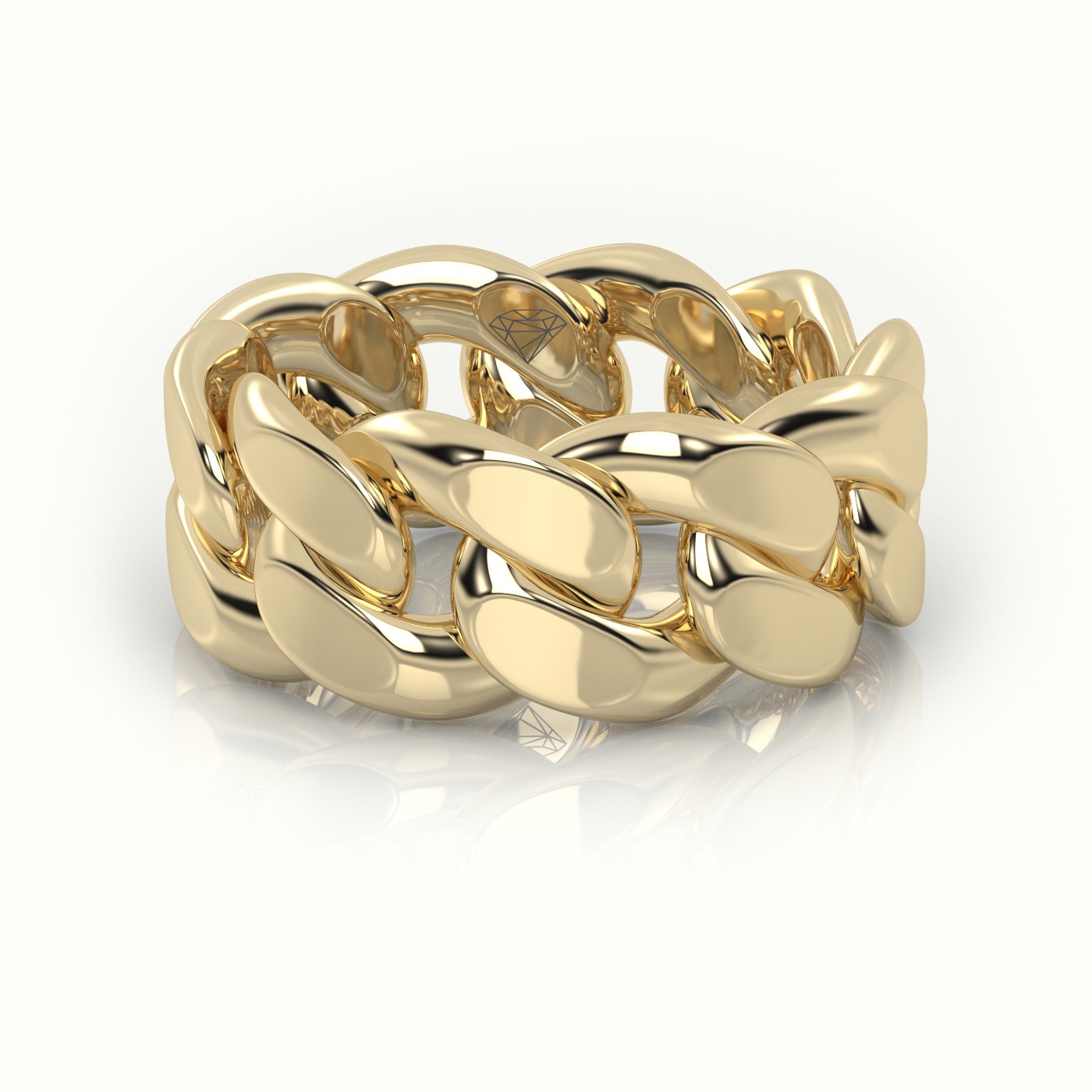 18k yellow gold  cuban plain ring 10mm