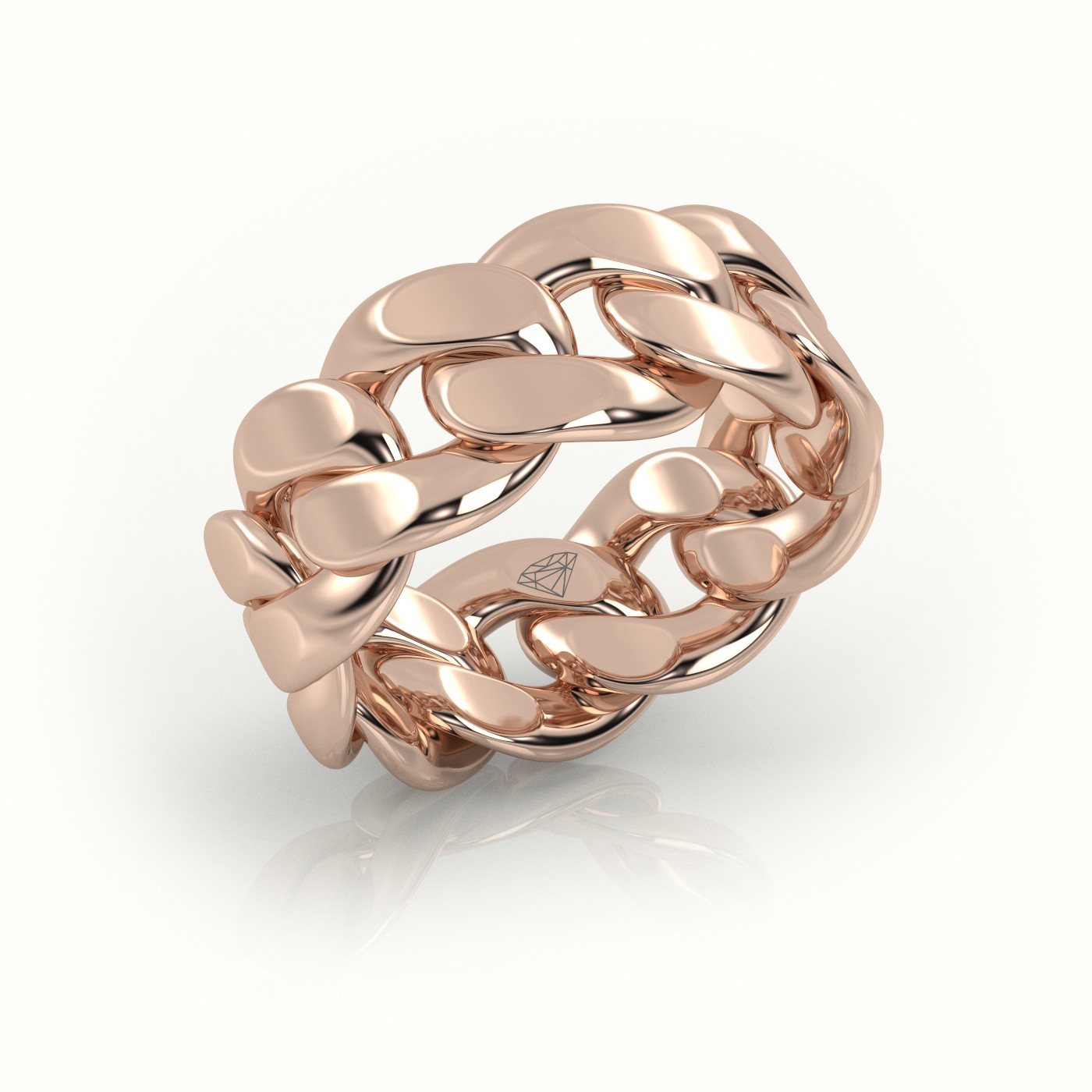 18k rose gold  cuban plain ring 10mm Photos & images