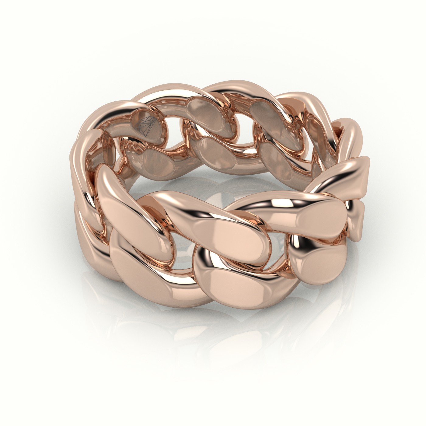 18k rose gold  cuban plain ring 10mm Photos & images