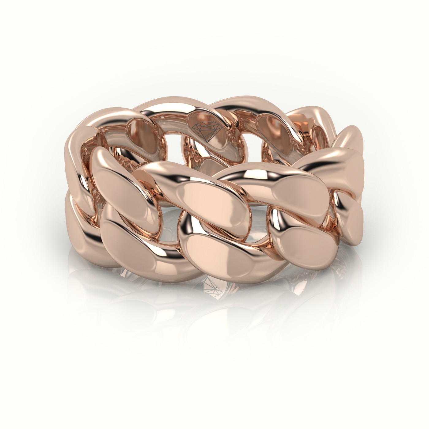 18k rose gold  cuban plain ring 10mm