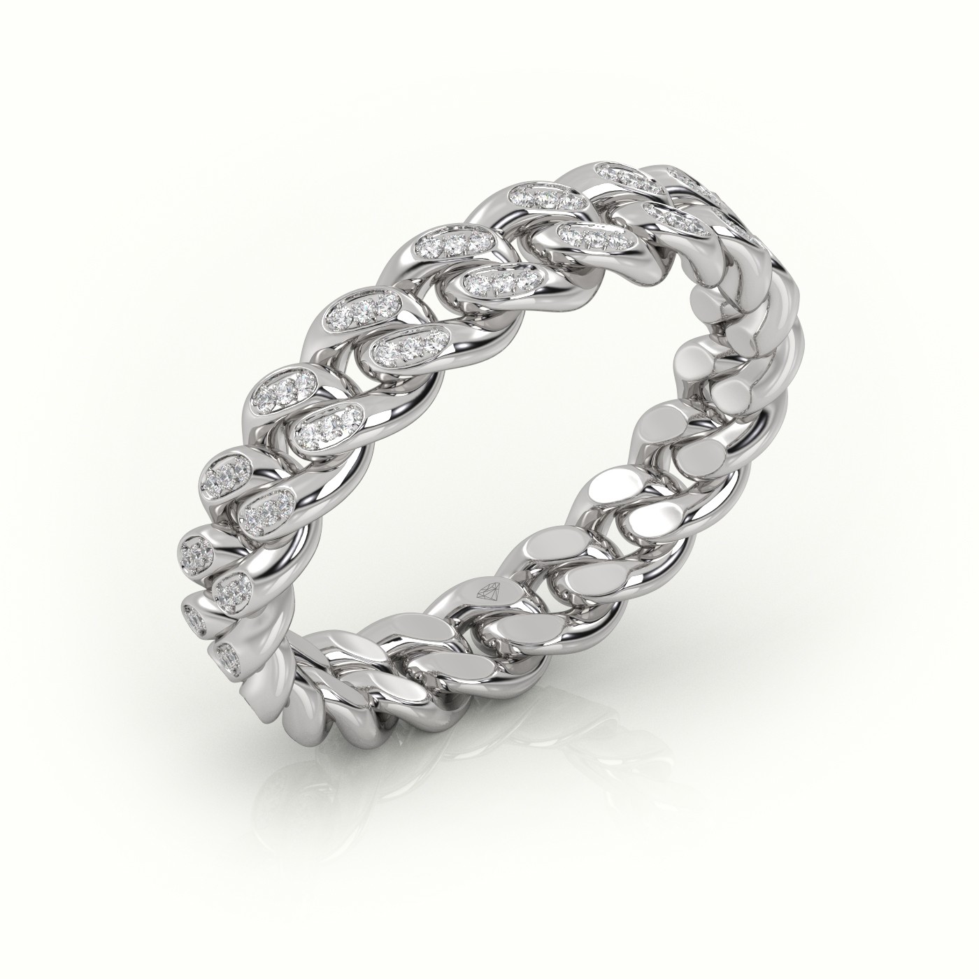 18k white gold  cuban diamonds ring 5mm Photos & images