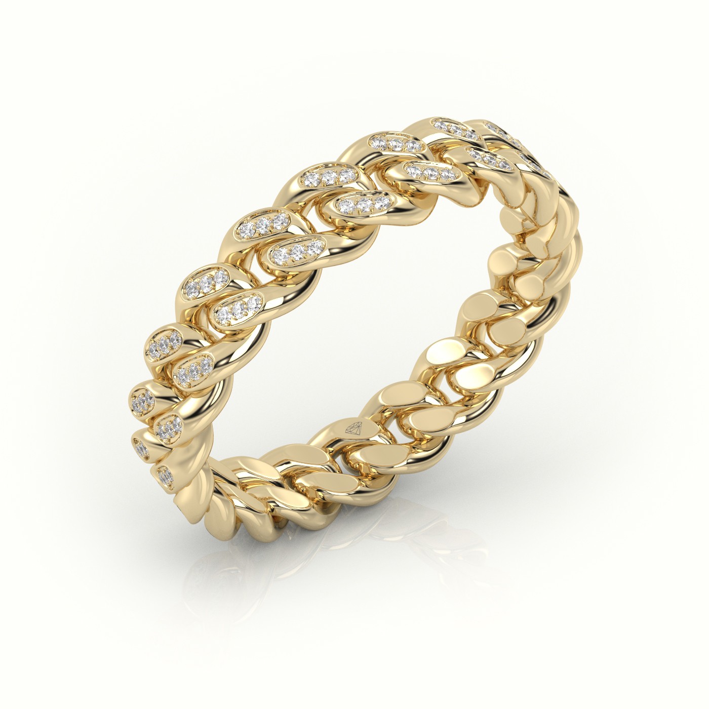 18k yellow gold  cuban diamonds ring 5mm Photos & images