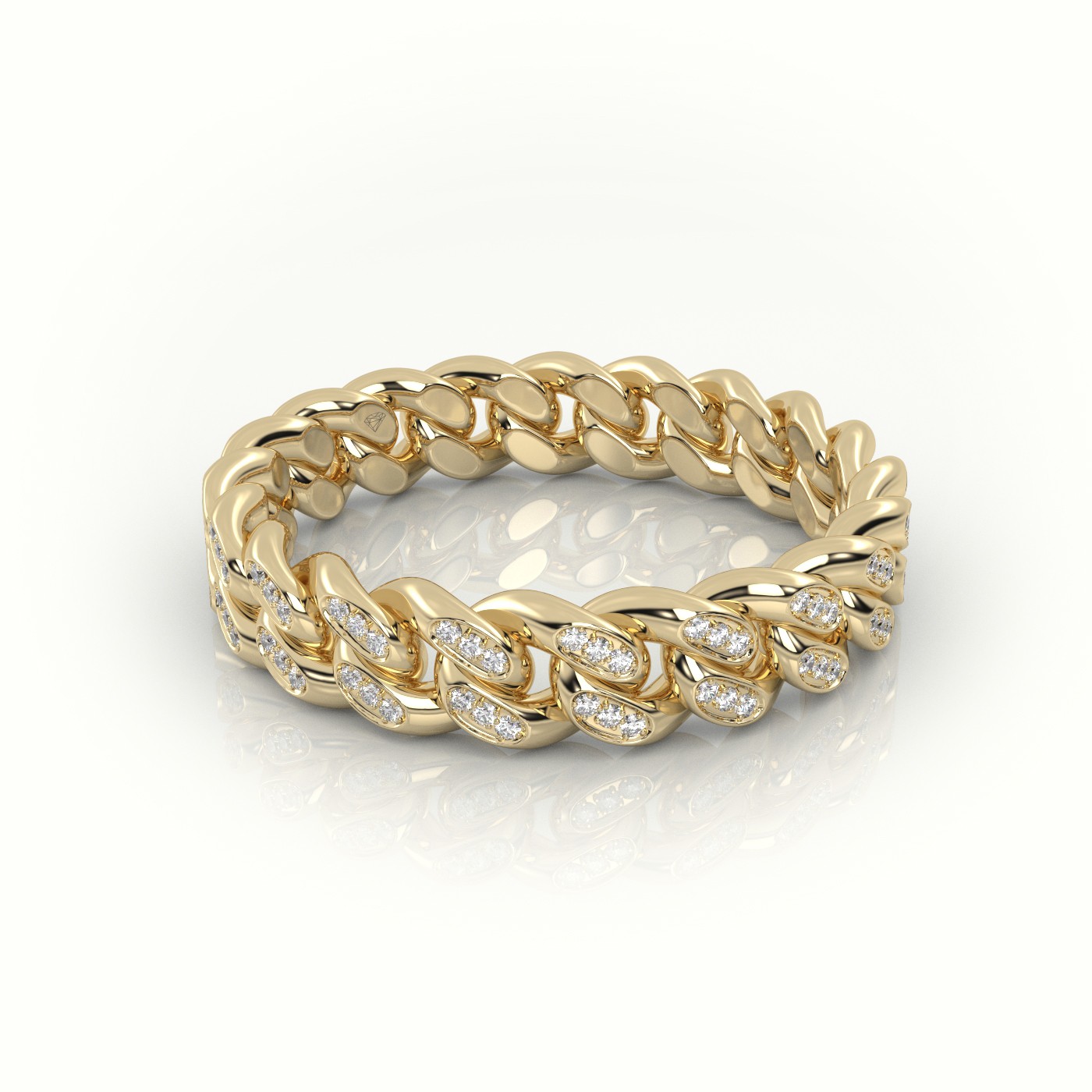 18k yellow gold  cuban diamonds ring 5mm Photos & images