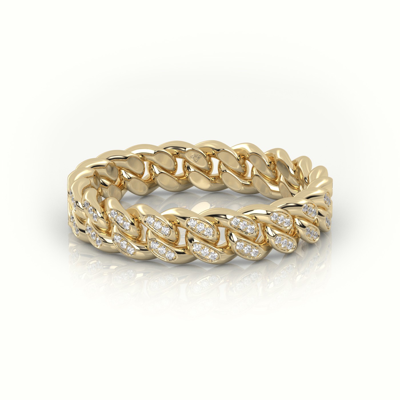 18k yellow gold  cuban diamonds ring 5mm