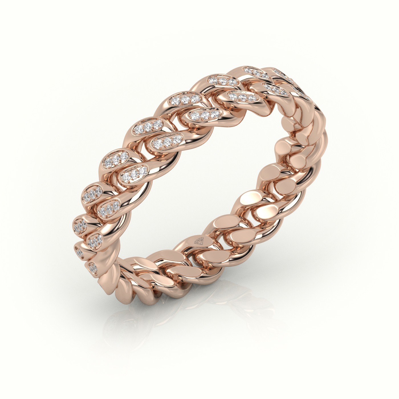 18k rose gold  cuban diamonds ring 5mm Photos & images