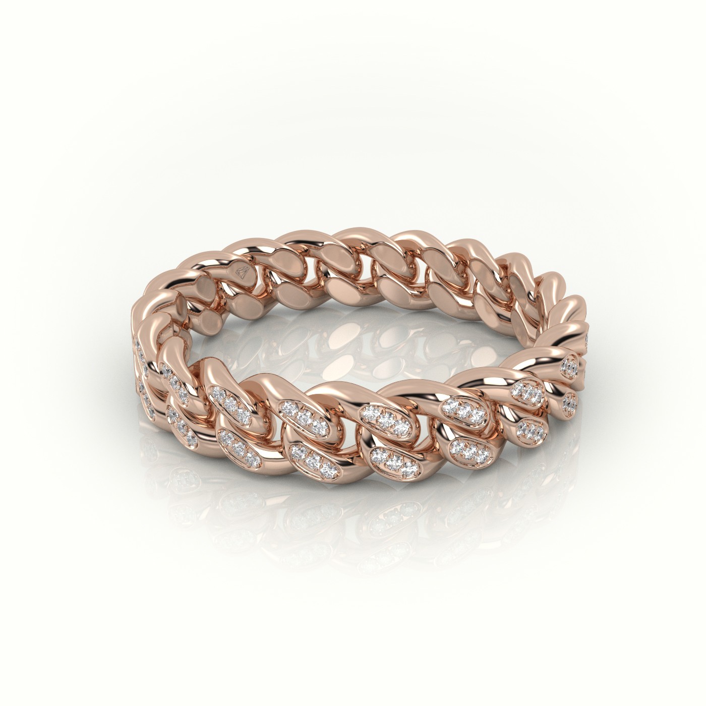 18k rose gold  cuban diamonds ring 5mm Photos & images