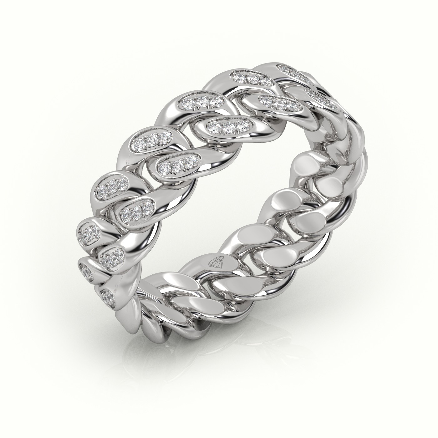 18k white gold  cuban diamonds ring 7mm Photos & images