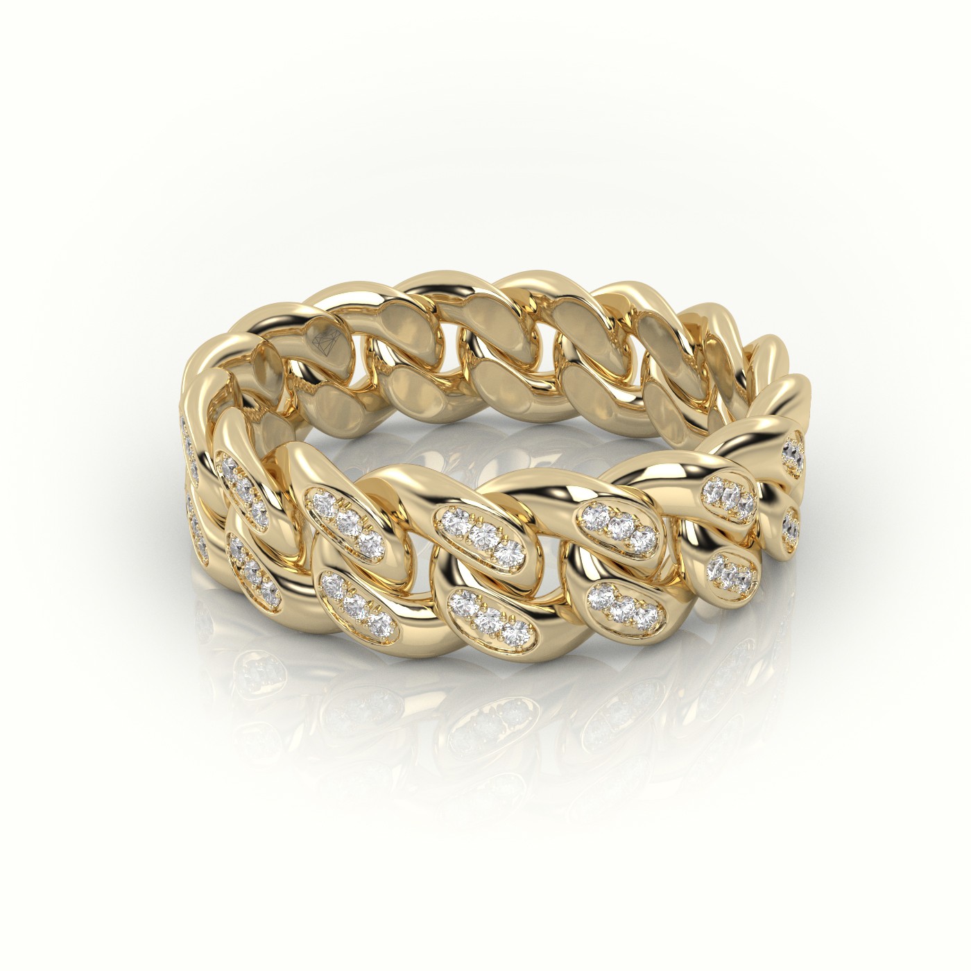 18k yellow gold  cuban diamonds ring 7mm Photos & images