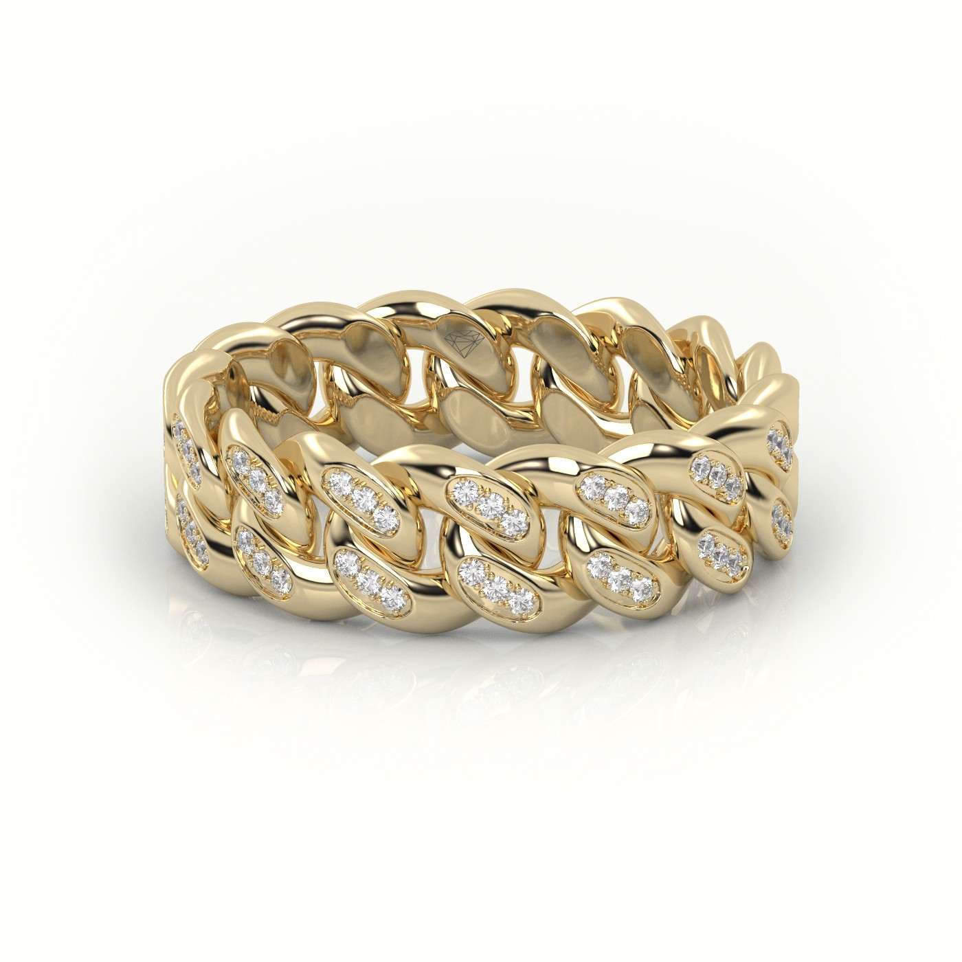 18k yellow gold  cuban diamonds ring 7mm