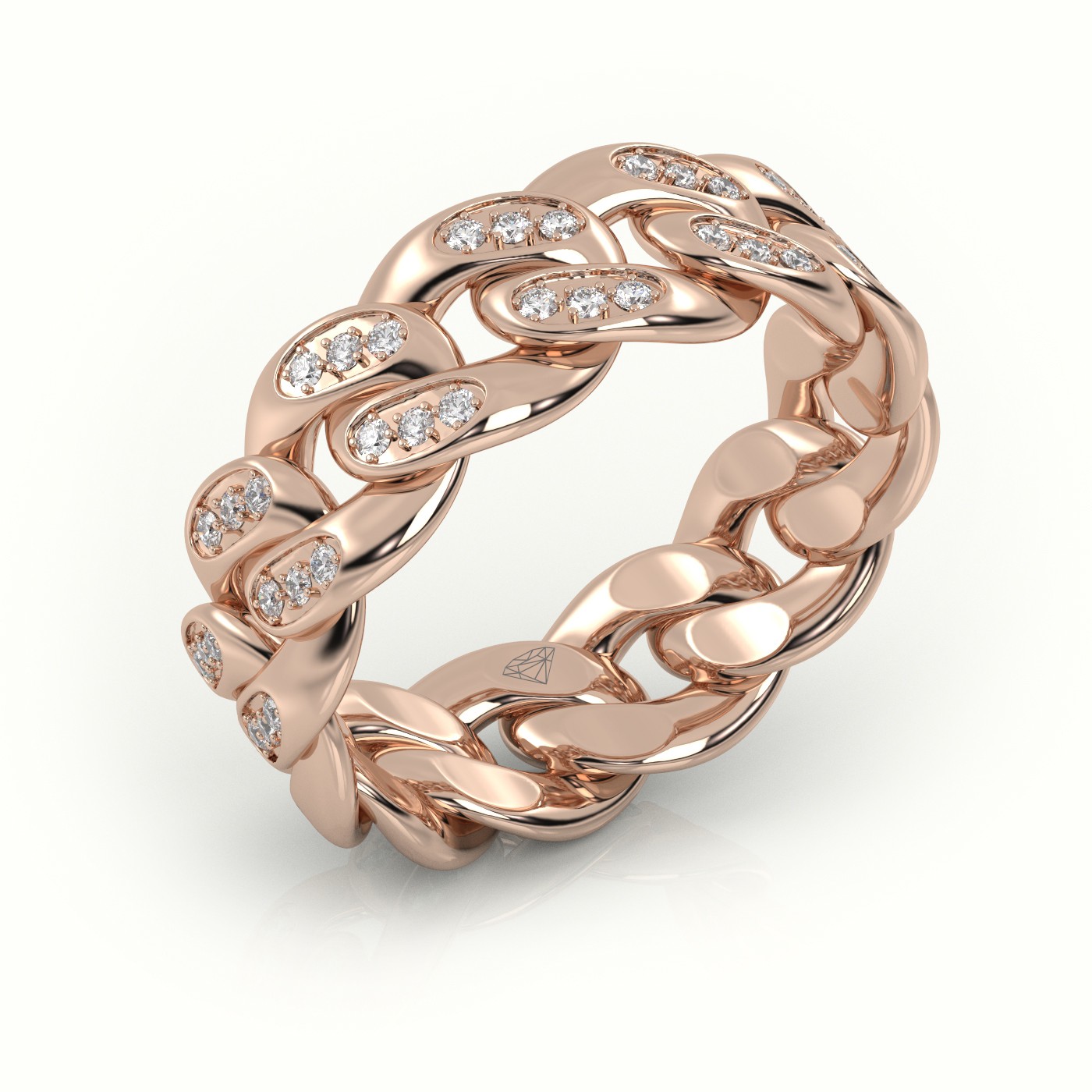 18k rose gold  cuban diamonds ring 8mm Photos & images