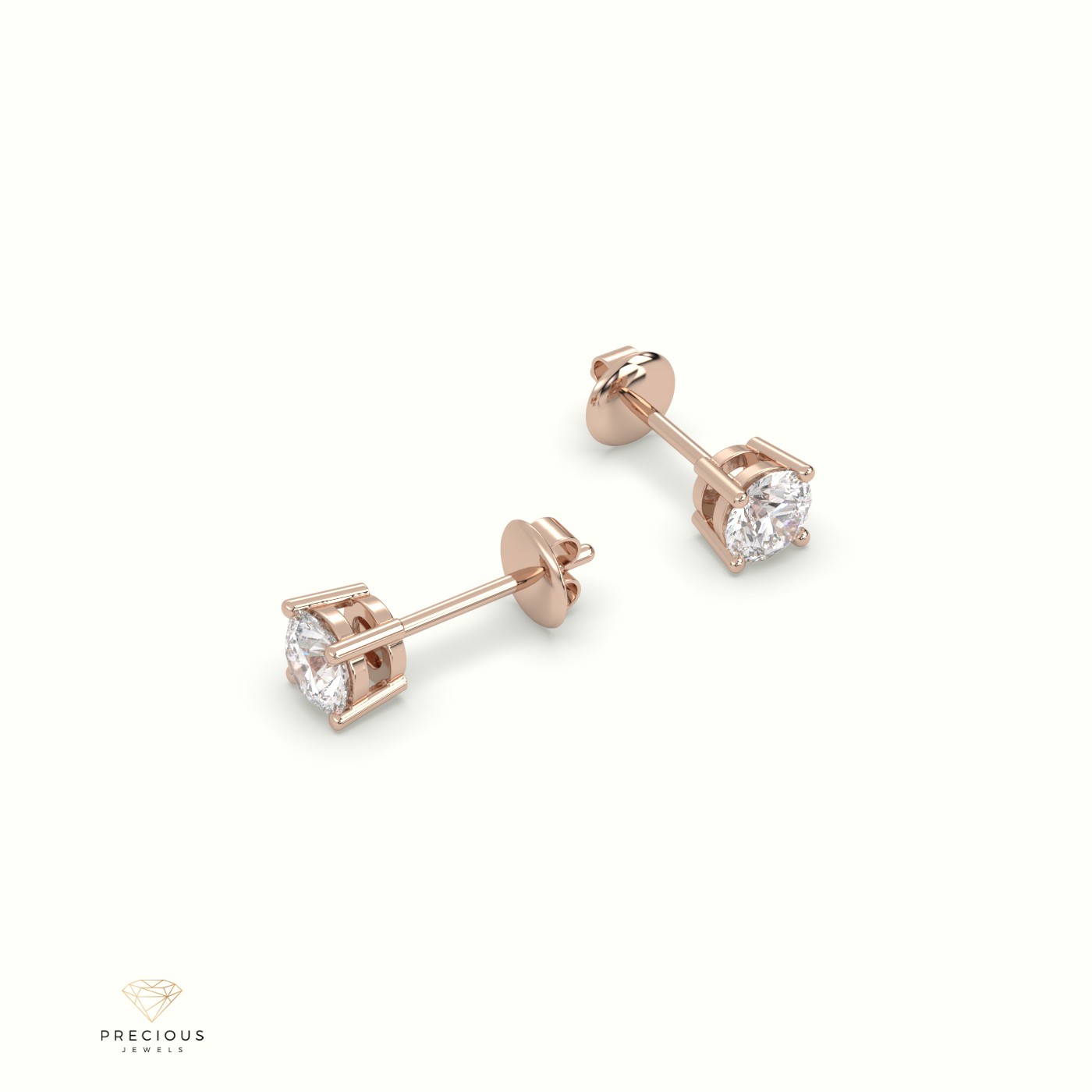 18k rose gold  4 prongs classic round diamond earring studs Photos & images