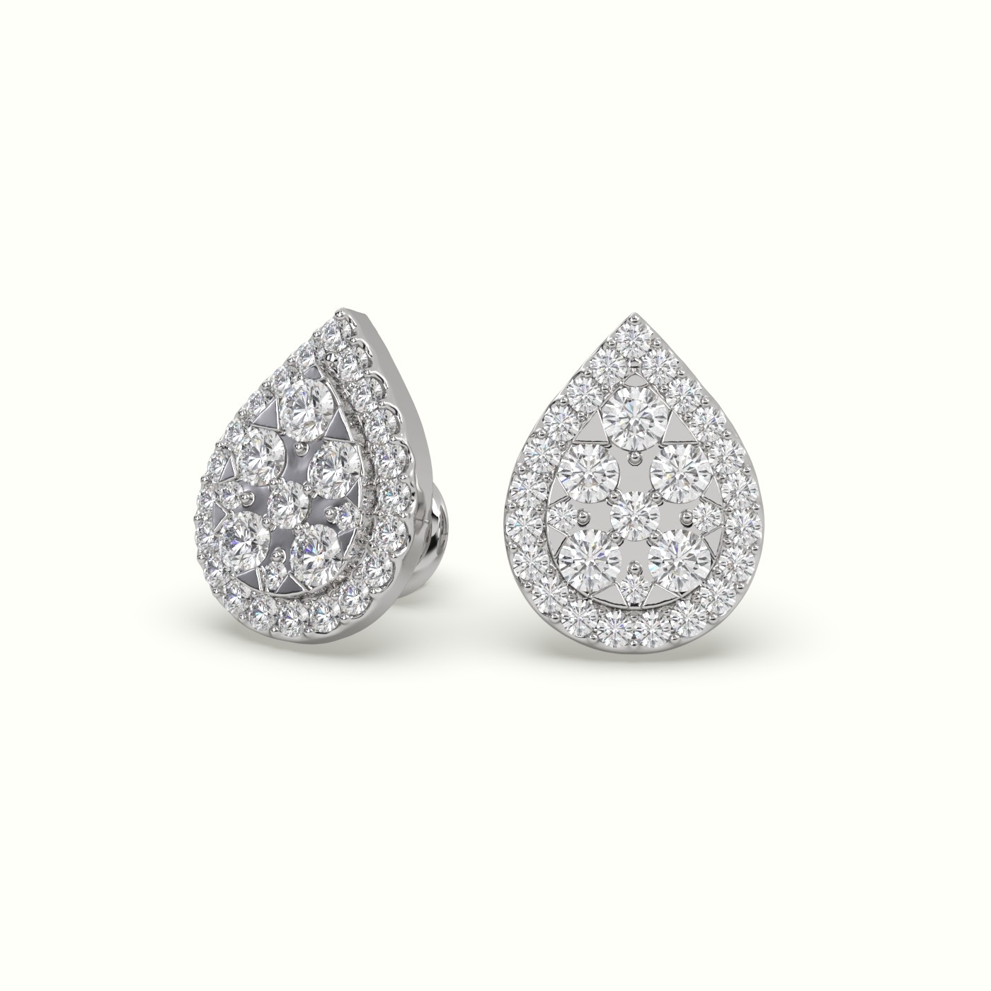 18k white gold "petal fleur" diamond cluster earrings