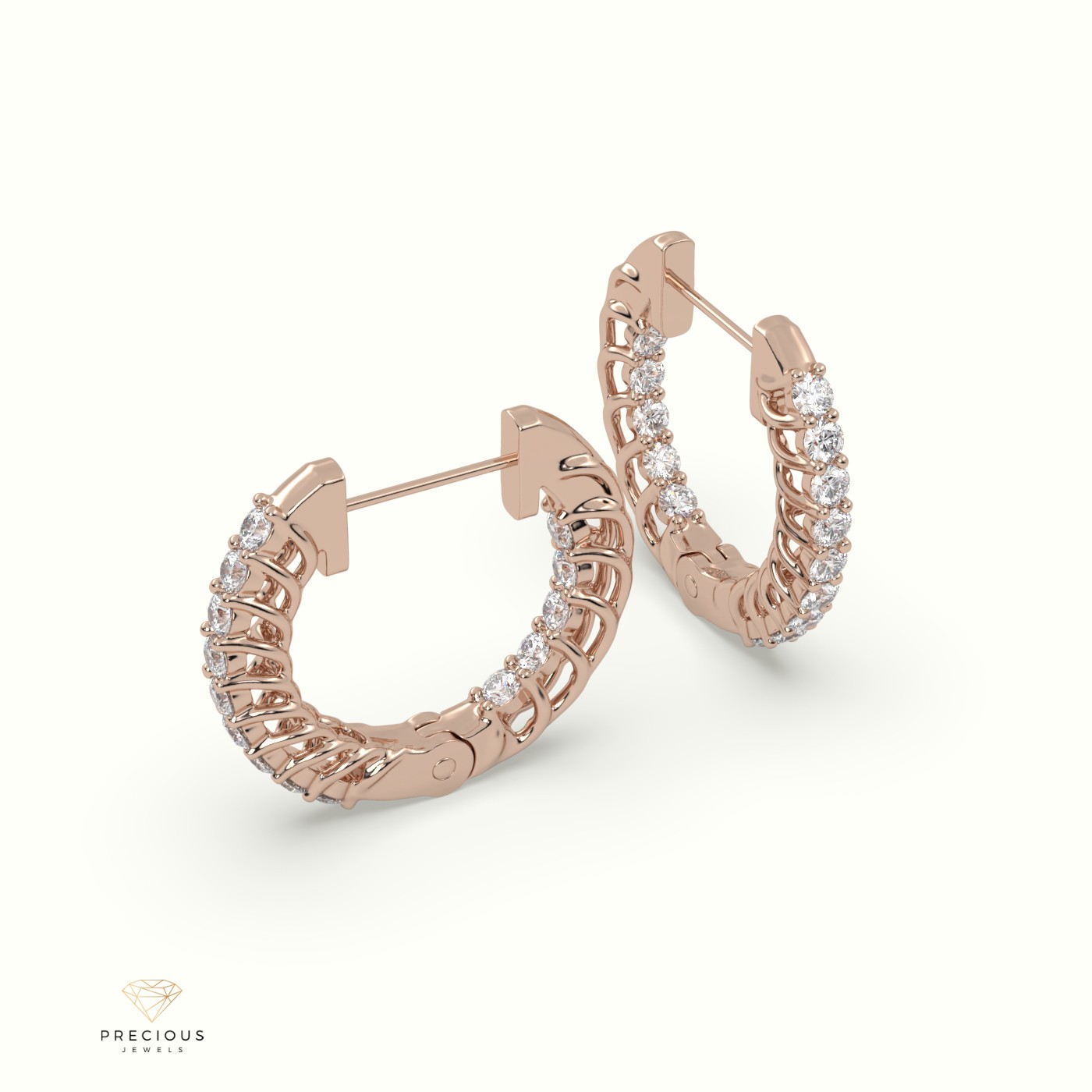 18k rose gold  inside-out hoops earring Photos & images