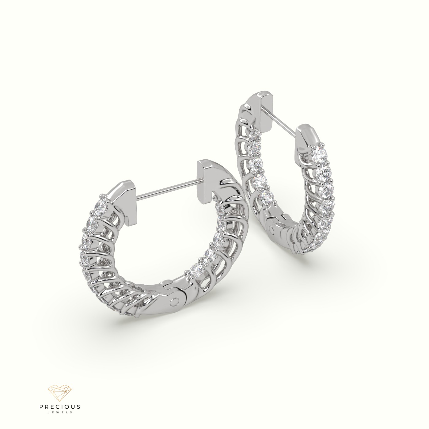 18k white gold  inside-out hoops earring Photos & images