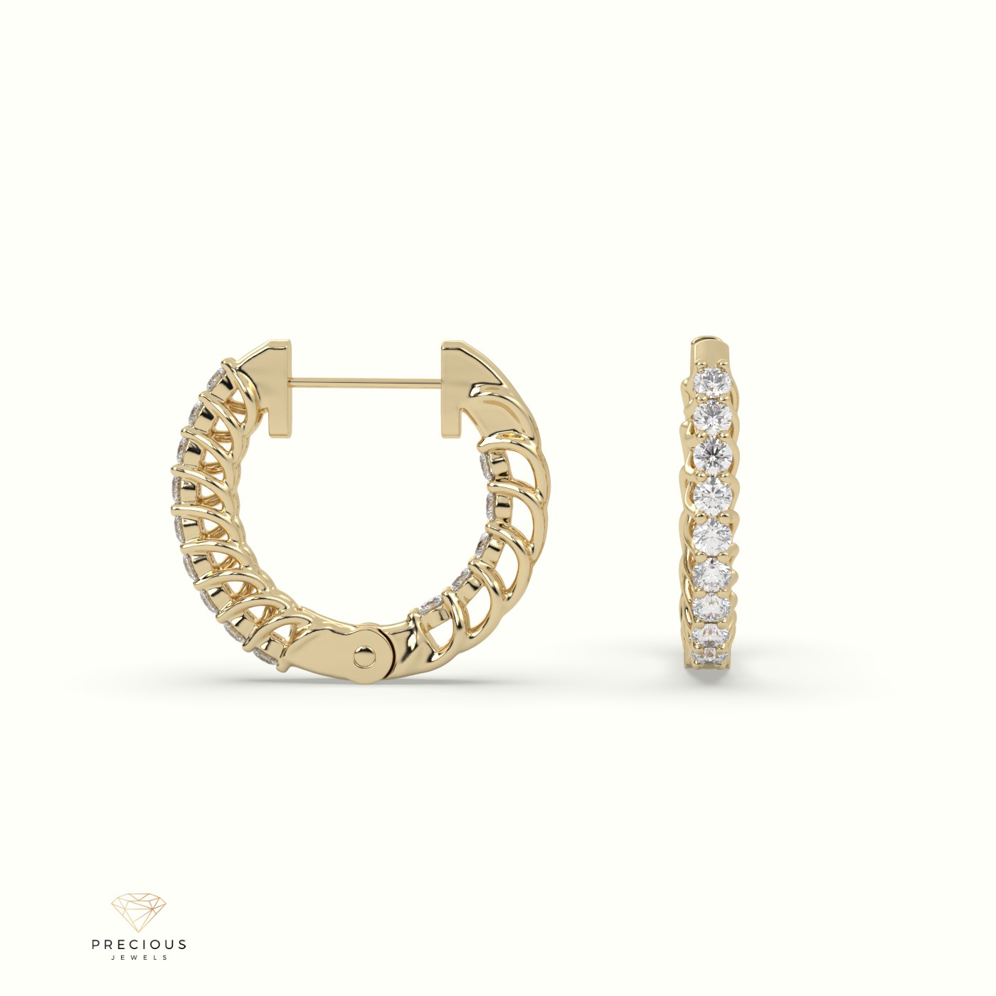 18k yellow gold  inside-out hoops earring Photos & images